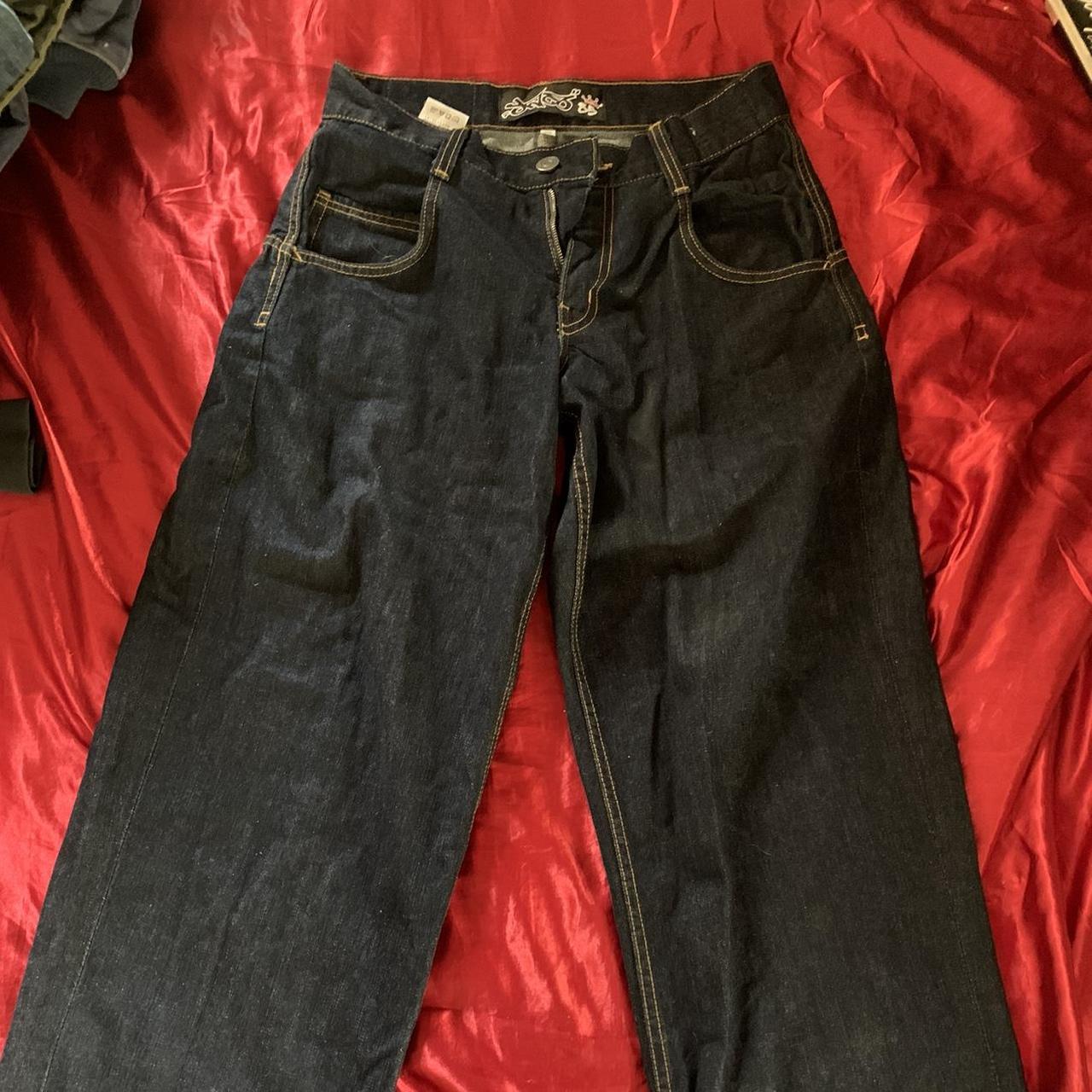 90’s jnco, dark wash, wide-leg jeans. Literally worn... - Depop