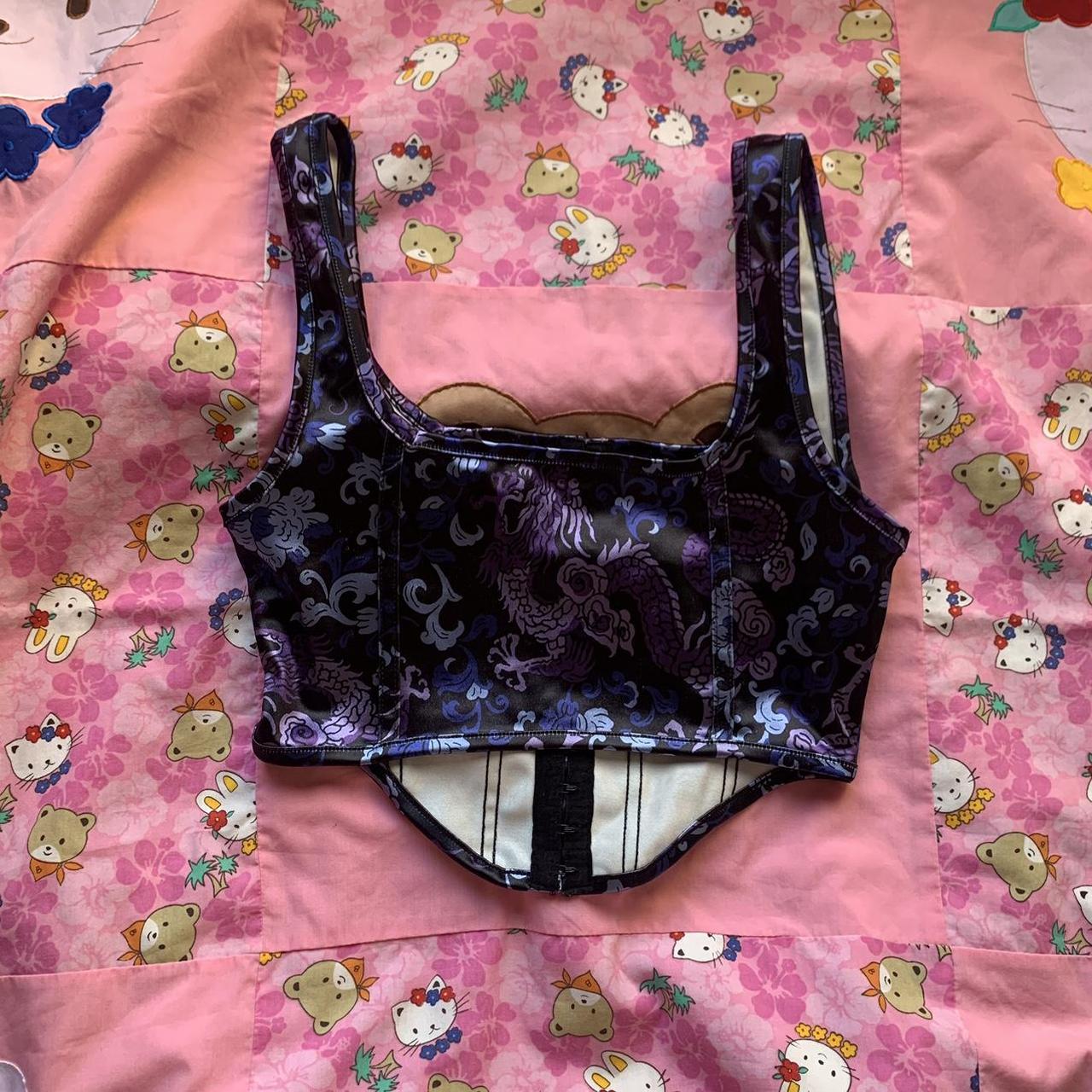 Purple Dragon Print Motel Rocks Corset - Depop