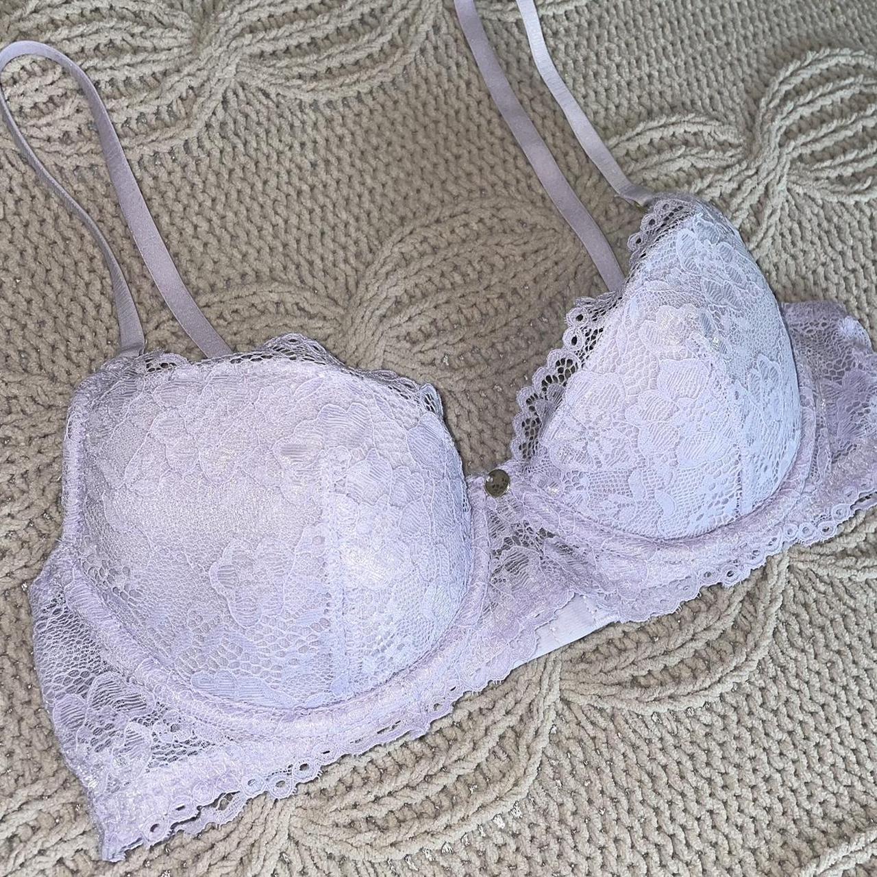 Light purple lilac padded lace bra -size 34a, from... - Depop