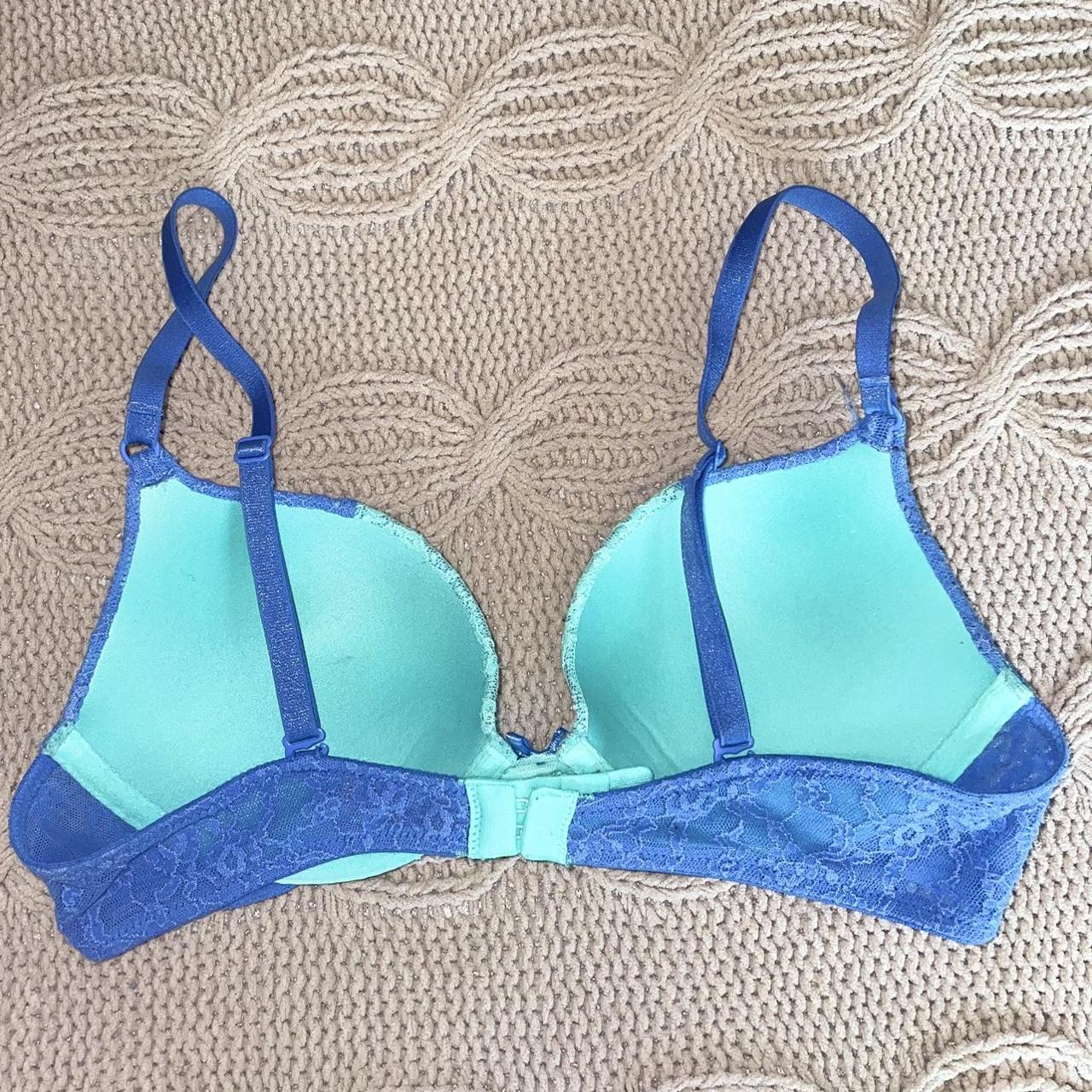 Blue Push Up Victoria Secret Bra Size 34b Mermaid Depop