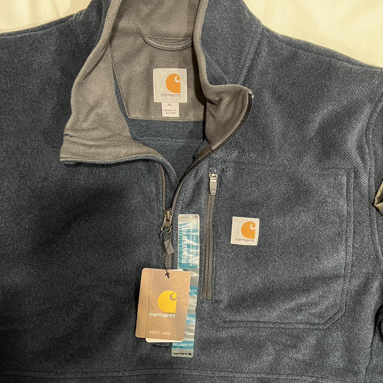 Carhartt Dalton Fleece Blue 1/2 zip pullover jacket... Depop