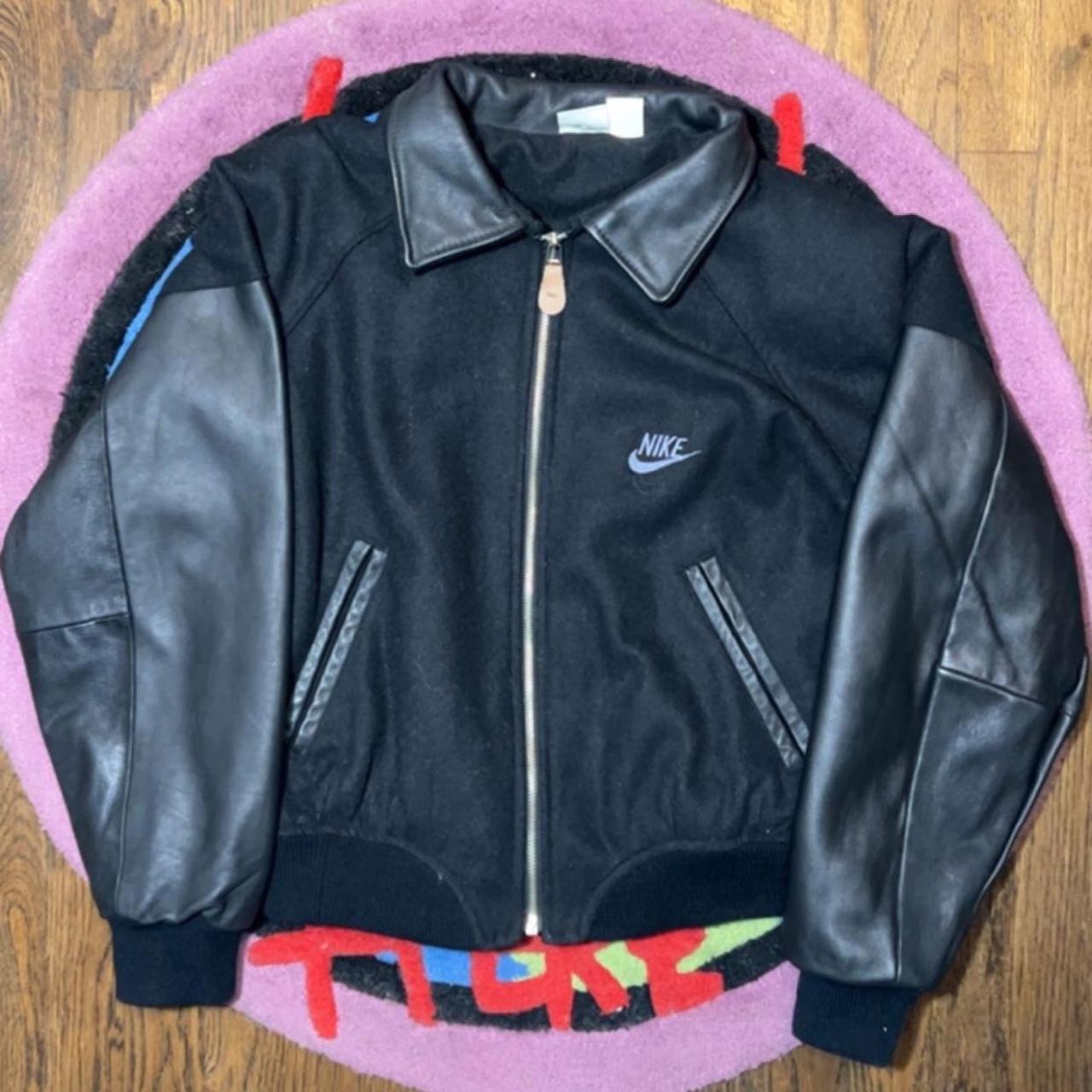 SUPER RARE 80s NIKE VARSITY JACKET LEATHER/WOOL SIZE... - Depop