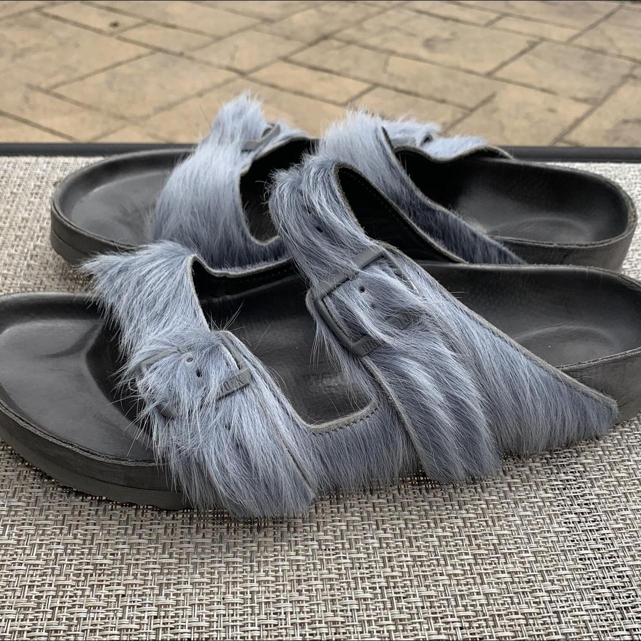 Rick Owens x Birkenstocks Pony fur Sandals Size... - Depop