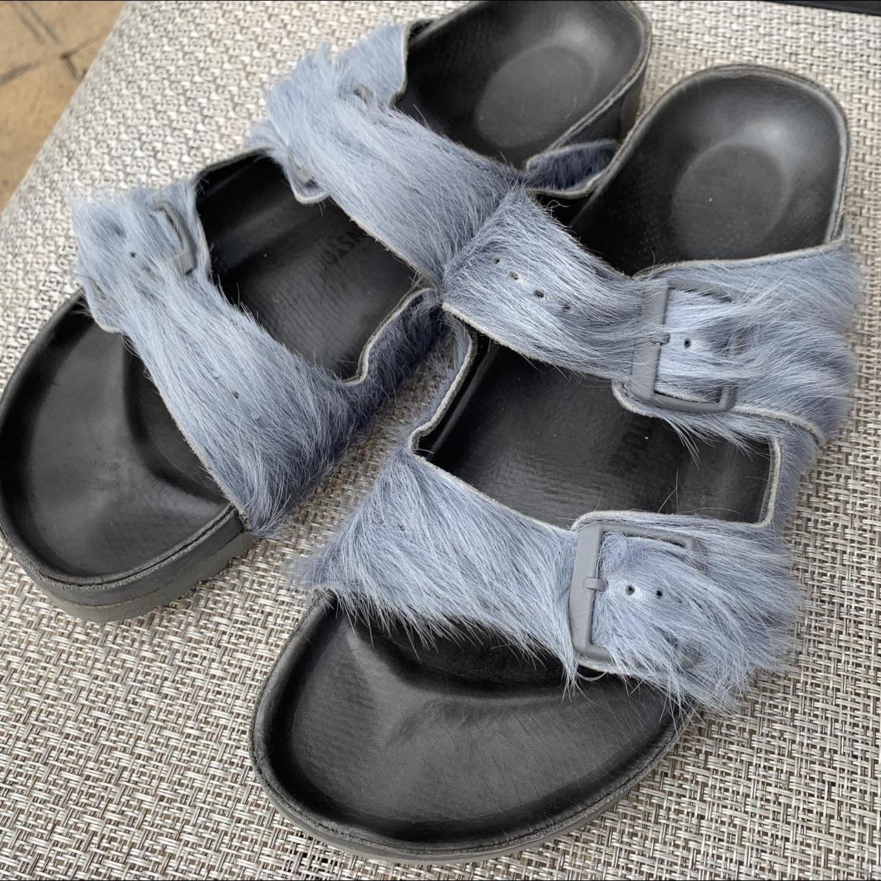 Rick Owens x Birkenstocks Pony fur Sandals Size... - Depop