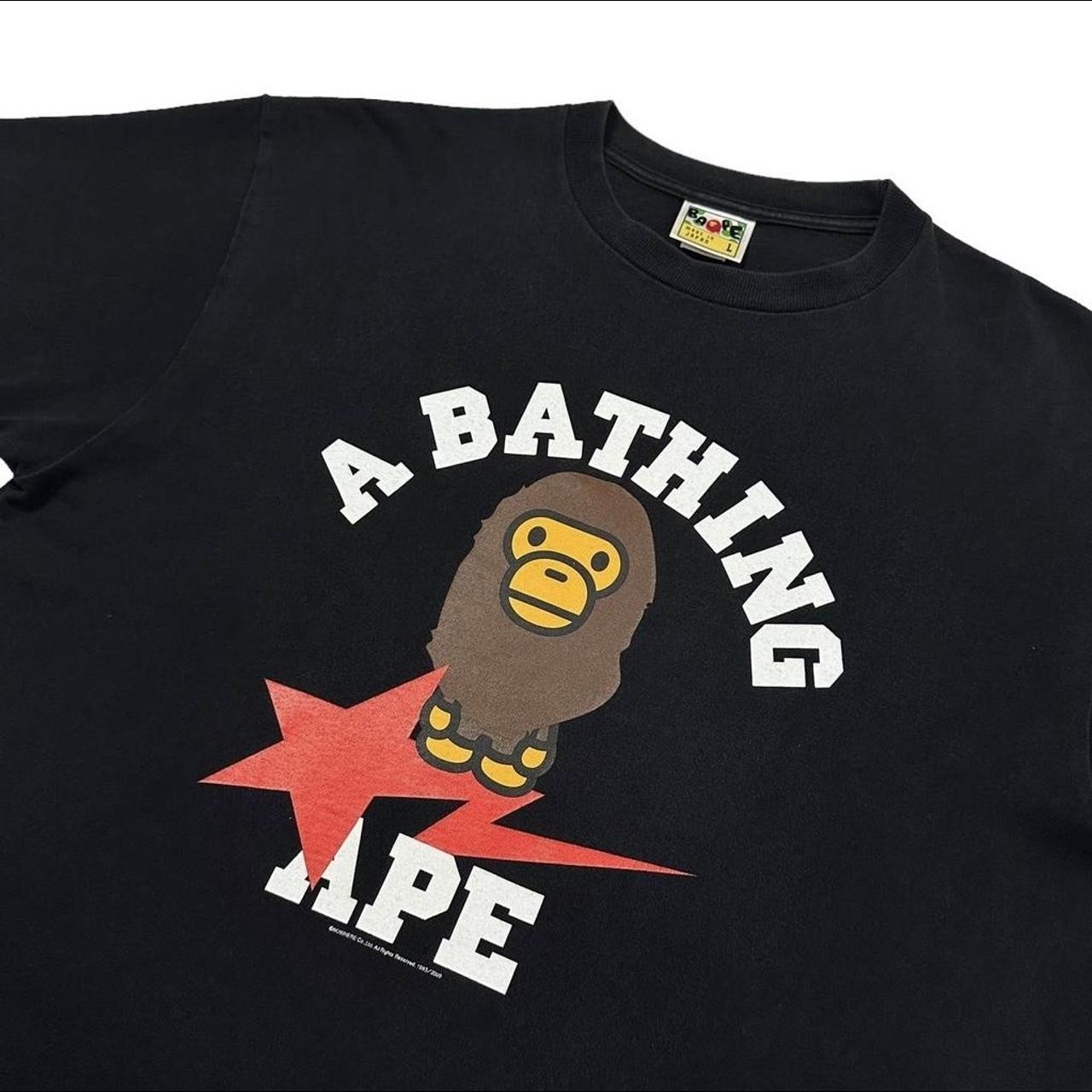 Bape Tee College Logo Baby Milo Sta BLACK RED... - Depop