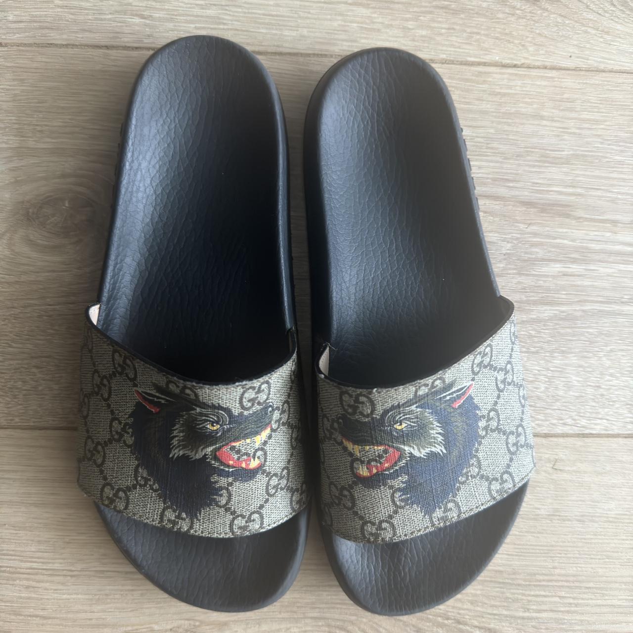 GG Supreme slides with wolf Good condition Worn Depop