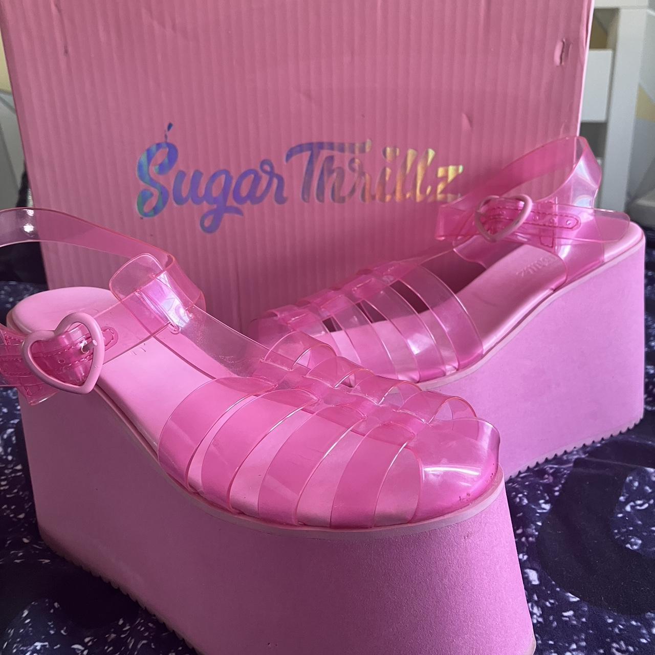 sugar thrillz pink platform jelly shoes super