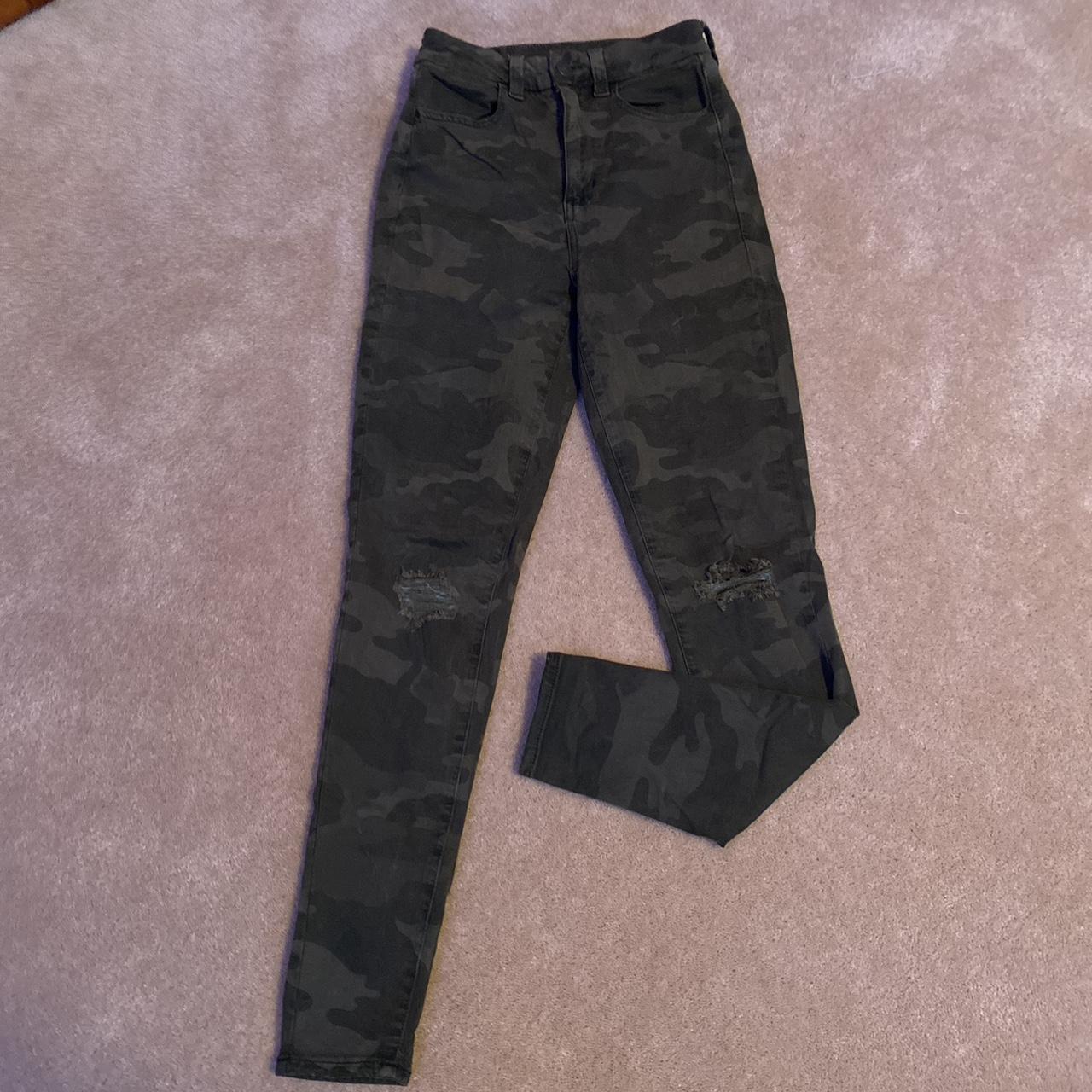 Dark green camo jeggings from AE. Super cute and a - Depop