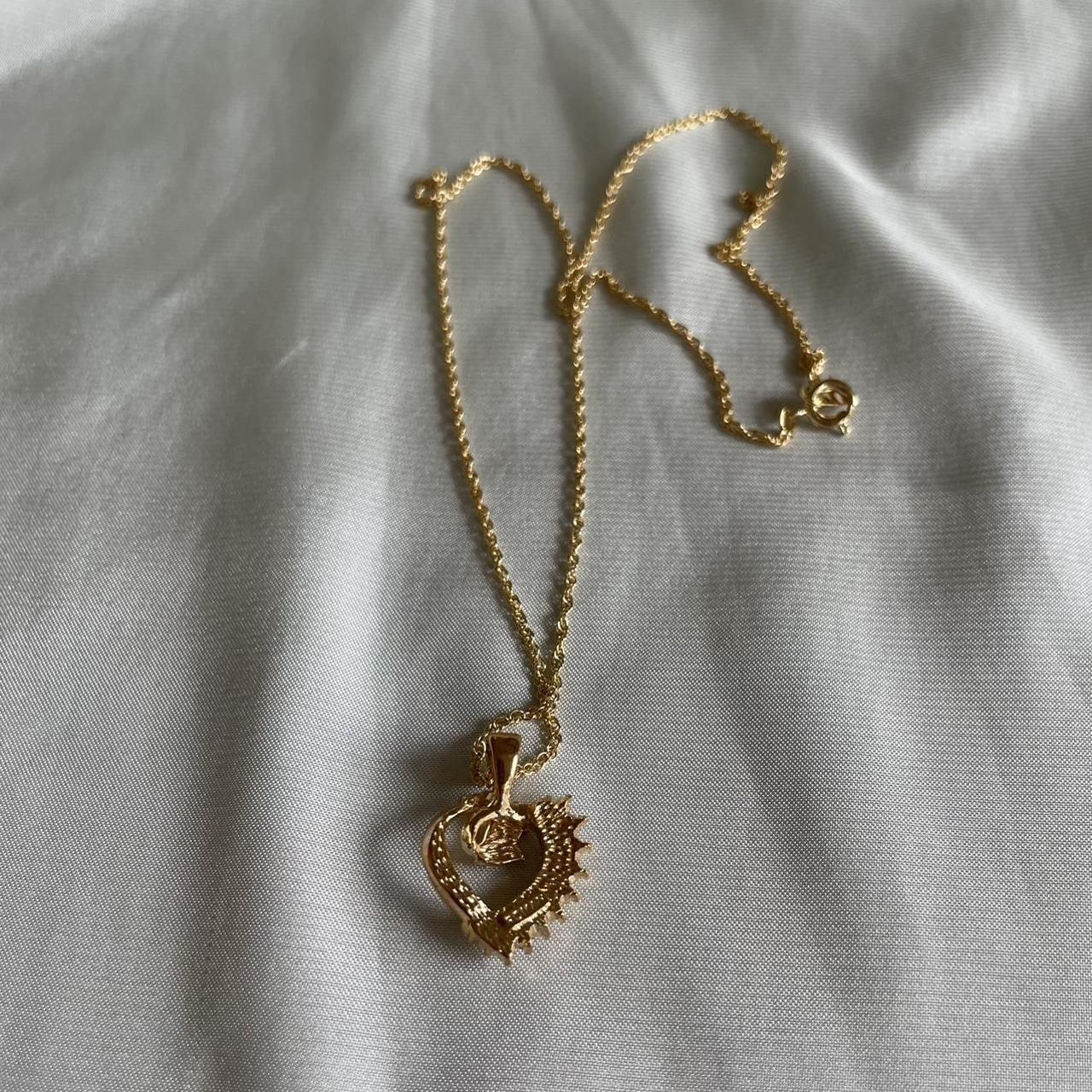 Beautiful Vintage 80s Crystal Heart Pendant... - Depop