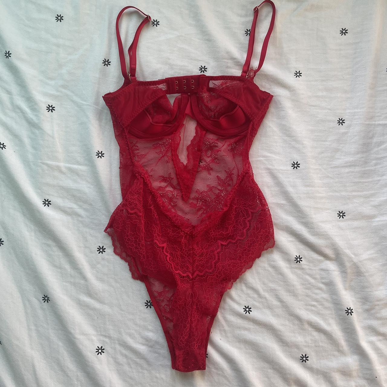 Victoria's Secret Women's Red Bodysuit Depop
