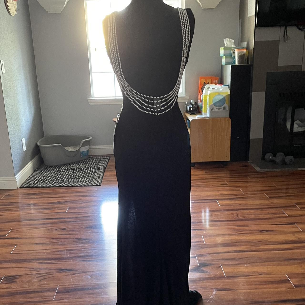 beautiful macys black backless dress with pearl... - Depop