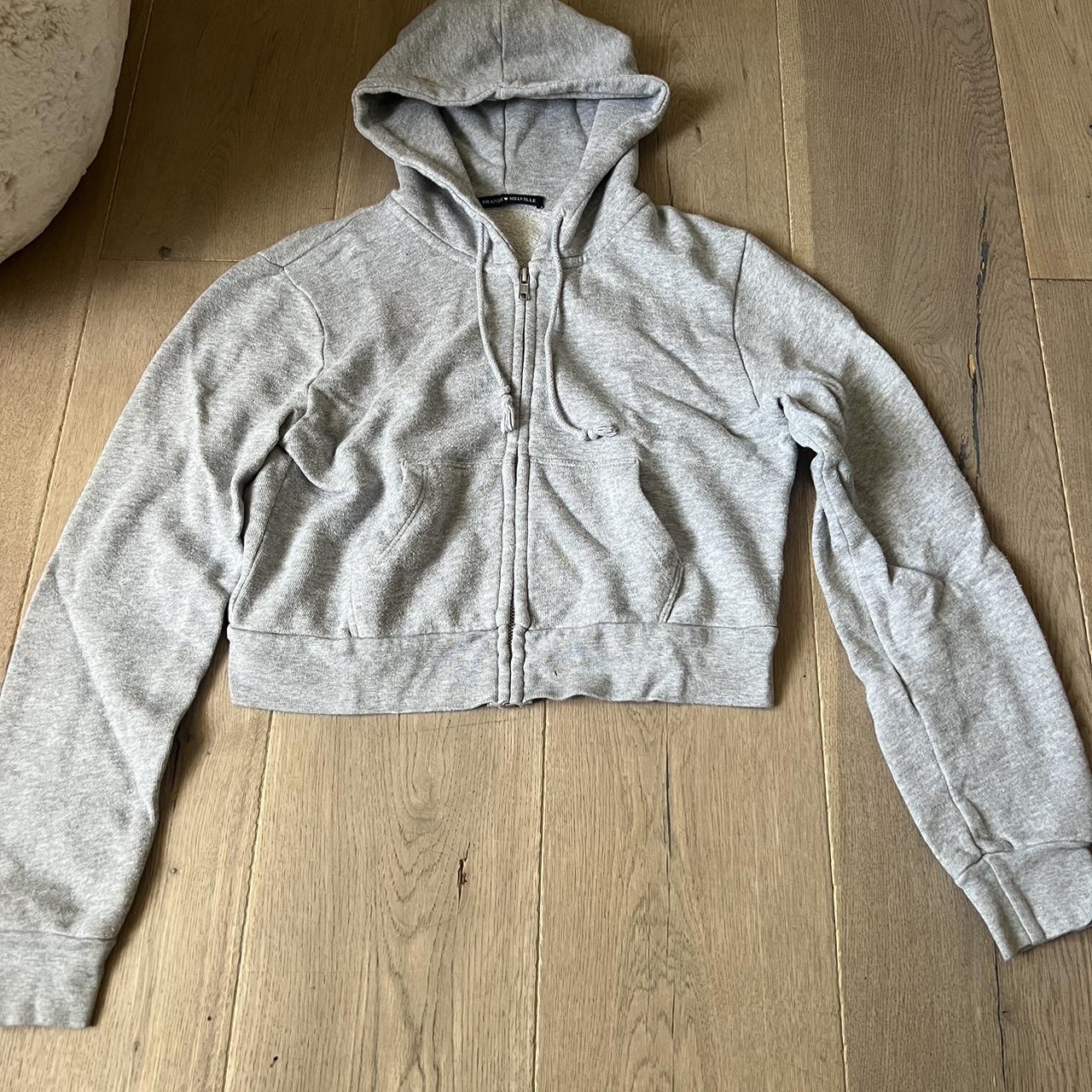 Cropped grey zip up hoodie brandy Melville Depop