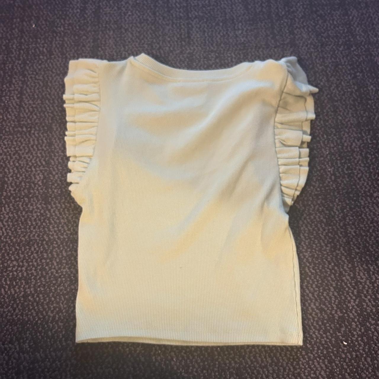 Zara light green ruffle sleeve top zara zaratop... Depop