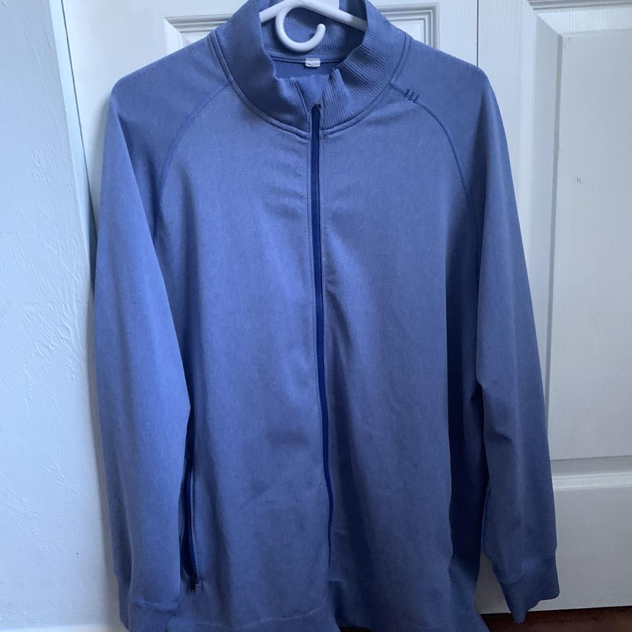 Lululemon Light Blue Zip up jacket size XL VERY GOOD... Depop