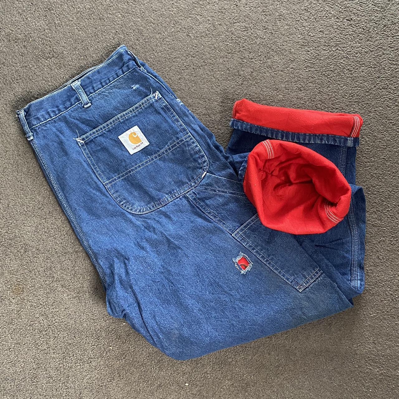 VINTAGE 90’s CARHARTT CARPENTER PANTS FLEECE LINING... - Depop