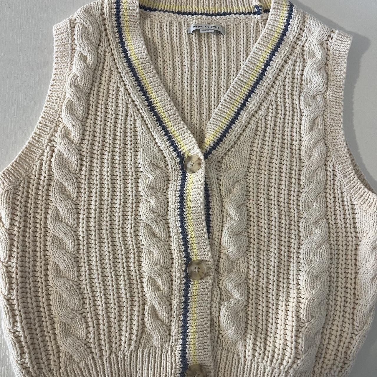 cream American Eagle button up sweater vest size... - Depop