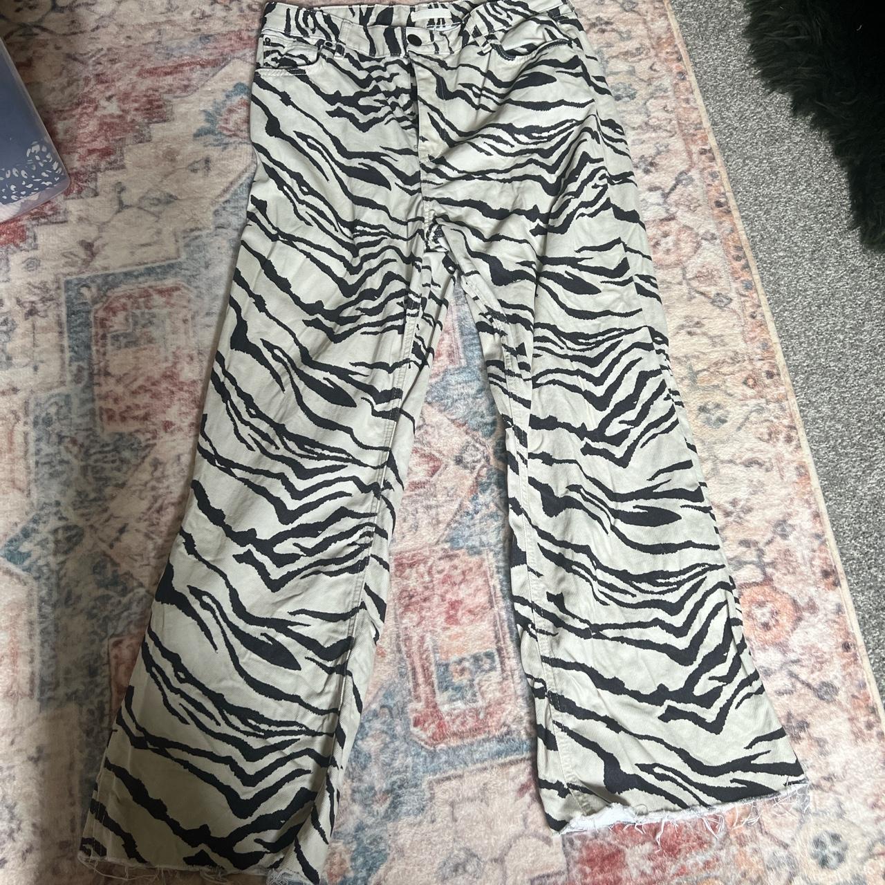 River island zebra print jeans Worn once Size 14... - Depop