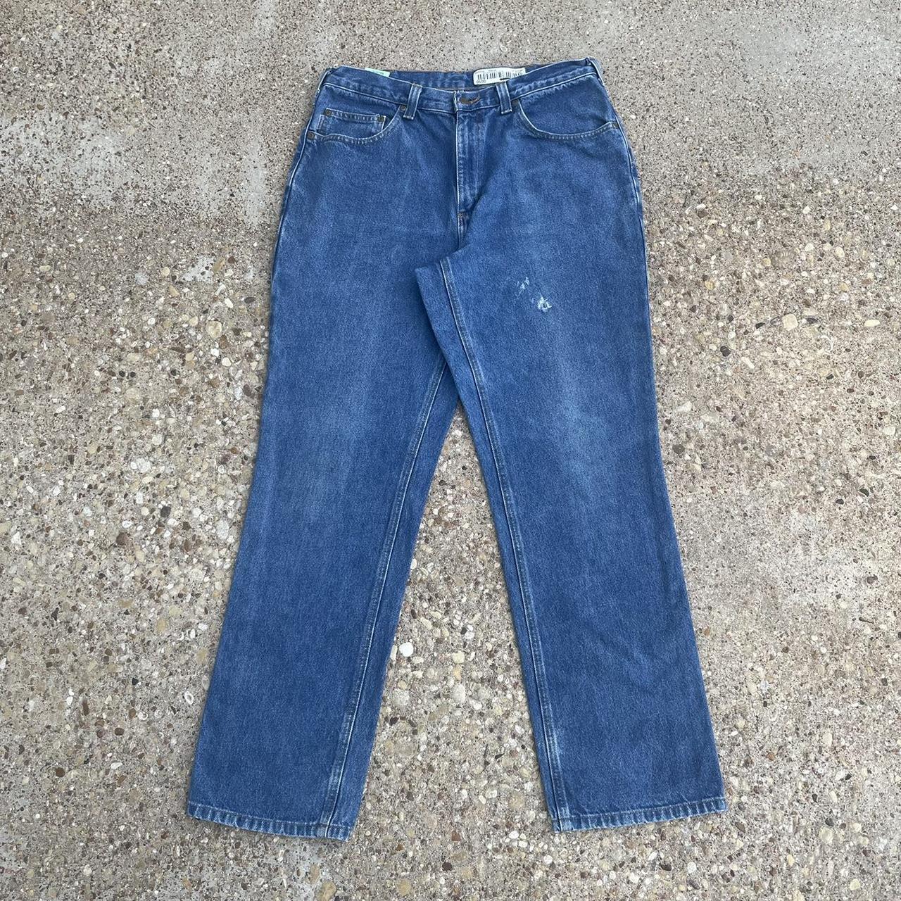 Vintage Y2K Distressed Carhartt Blue Denim Jeans... - Depop