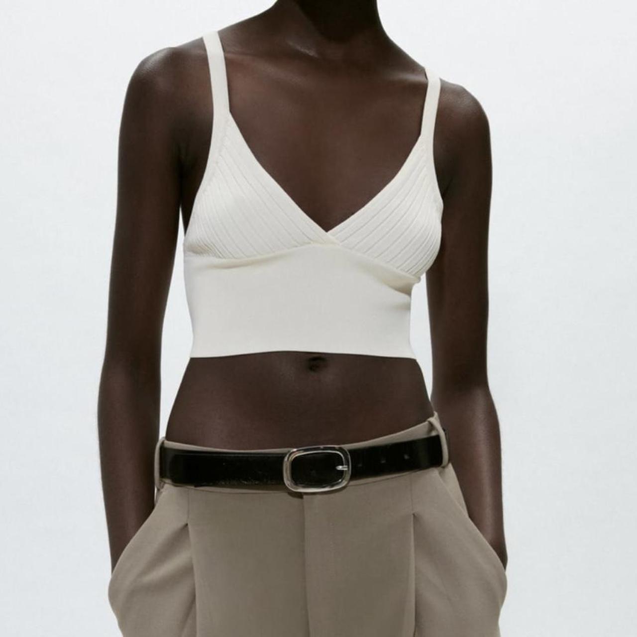 Zara crop tank top Nude cropped tank top. Good... Depop