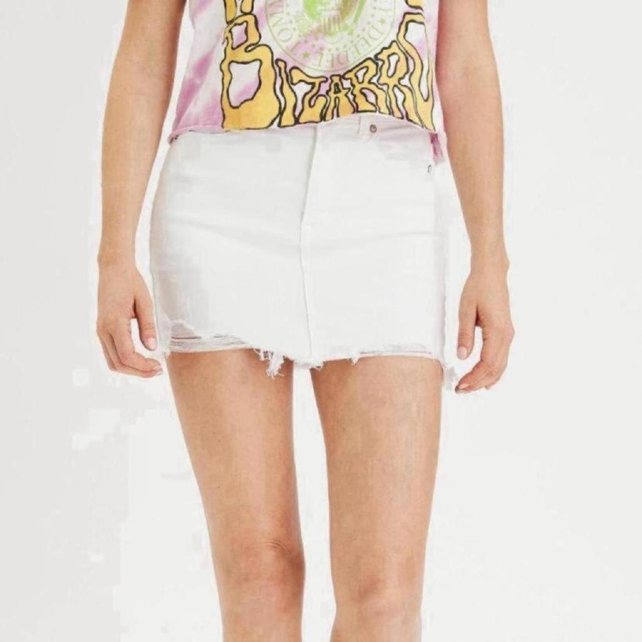 American eagle white ripped jean skirt best sale