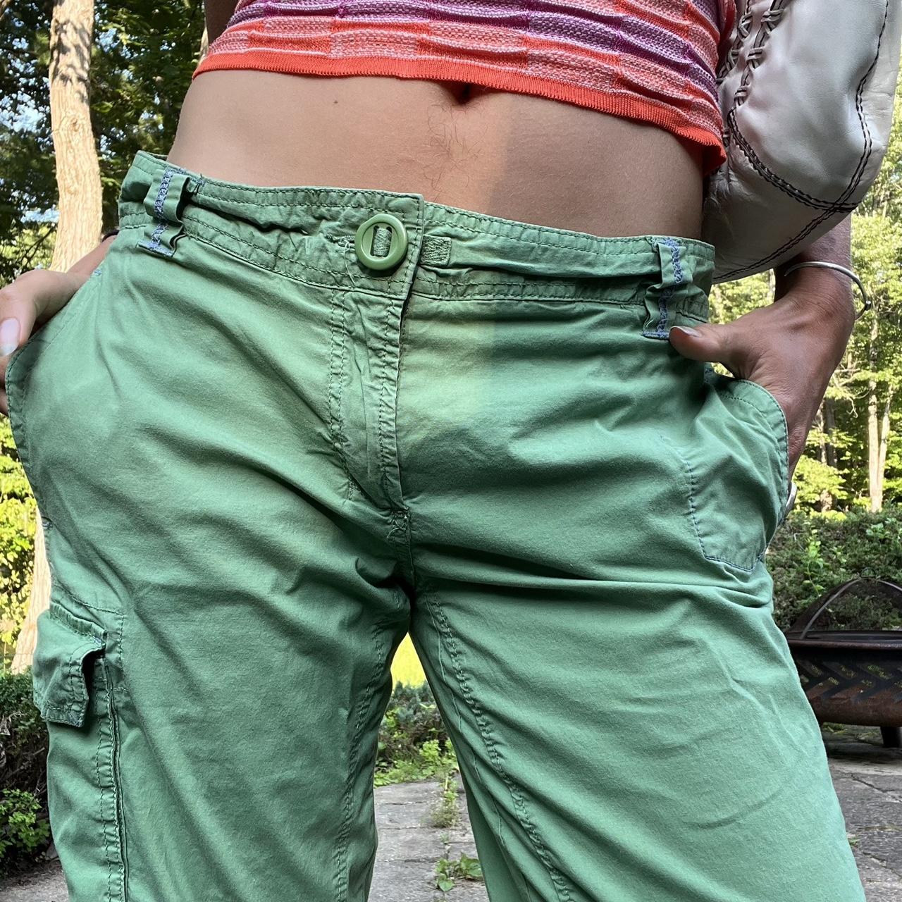 Y2k green grunge low rise cargo pants , Size 6, By Old