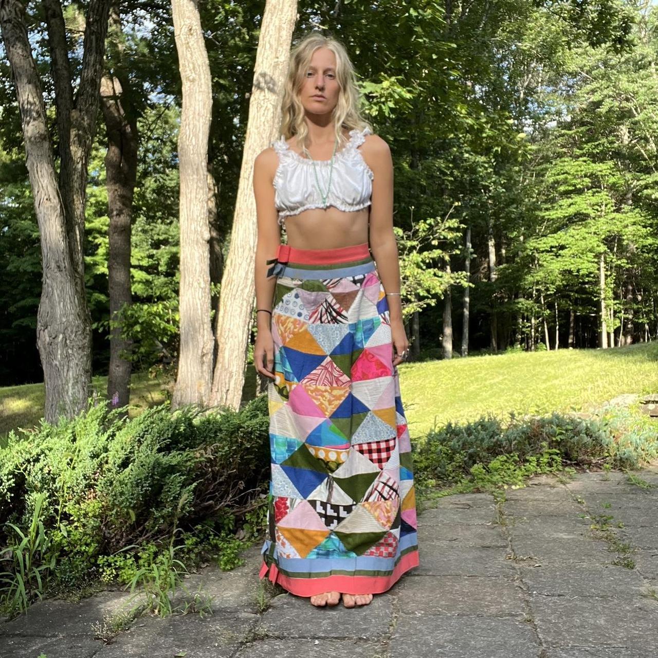 Vintage handmade quilted patchwork skirt Fits like | Depop