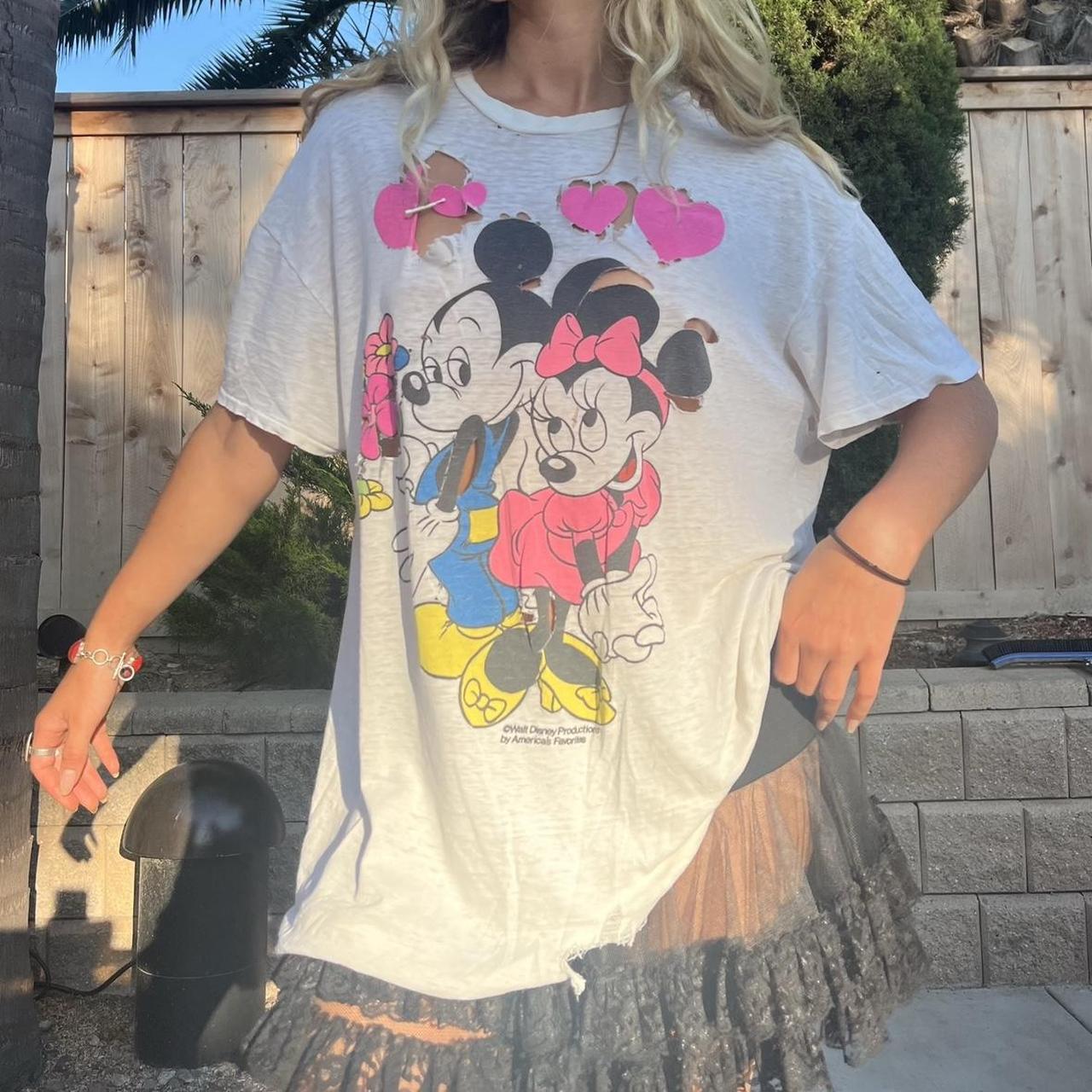 VINTAGE 80s Disney Designs Minnie Mouse T-shirt Pink Made in