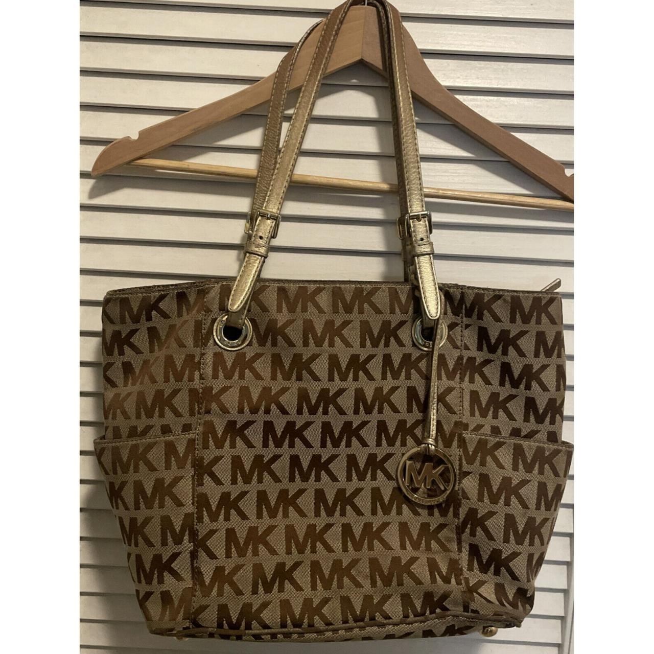 Canvas Monogram Michael Kors tote bag with gold - Depop