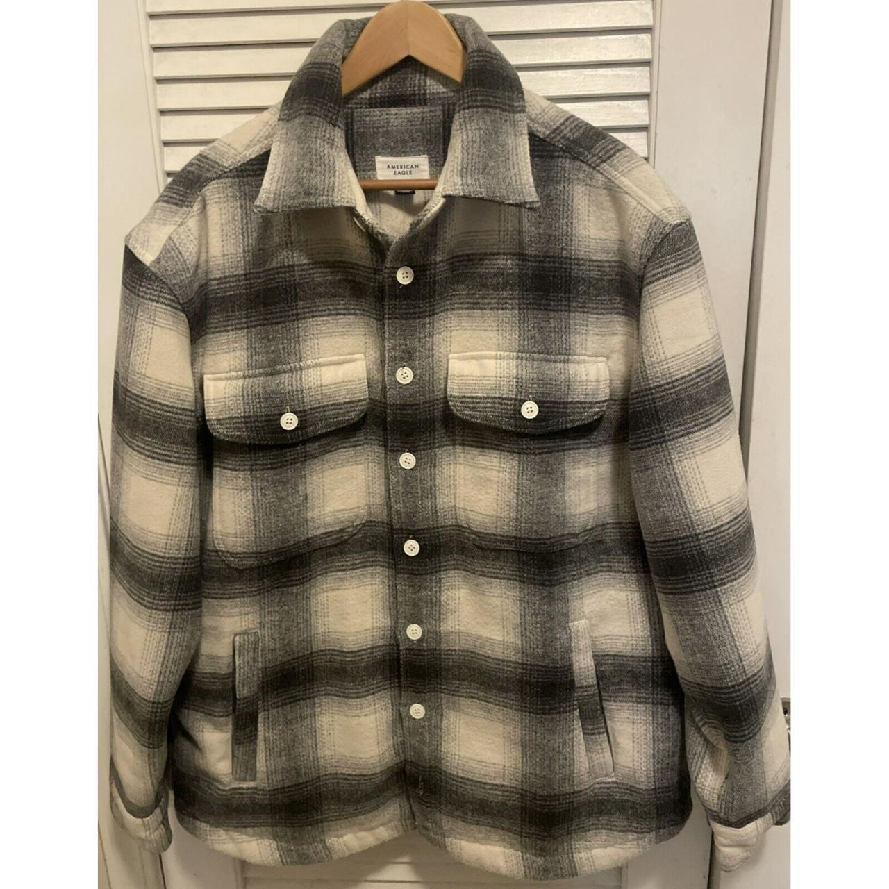 American Eagle AE Oversized Plaid Fleece Shacket. Depop