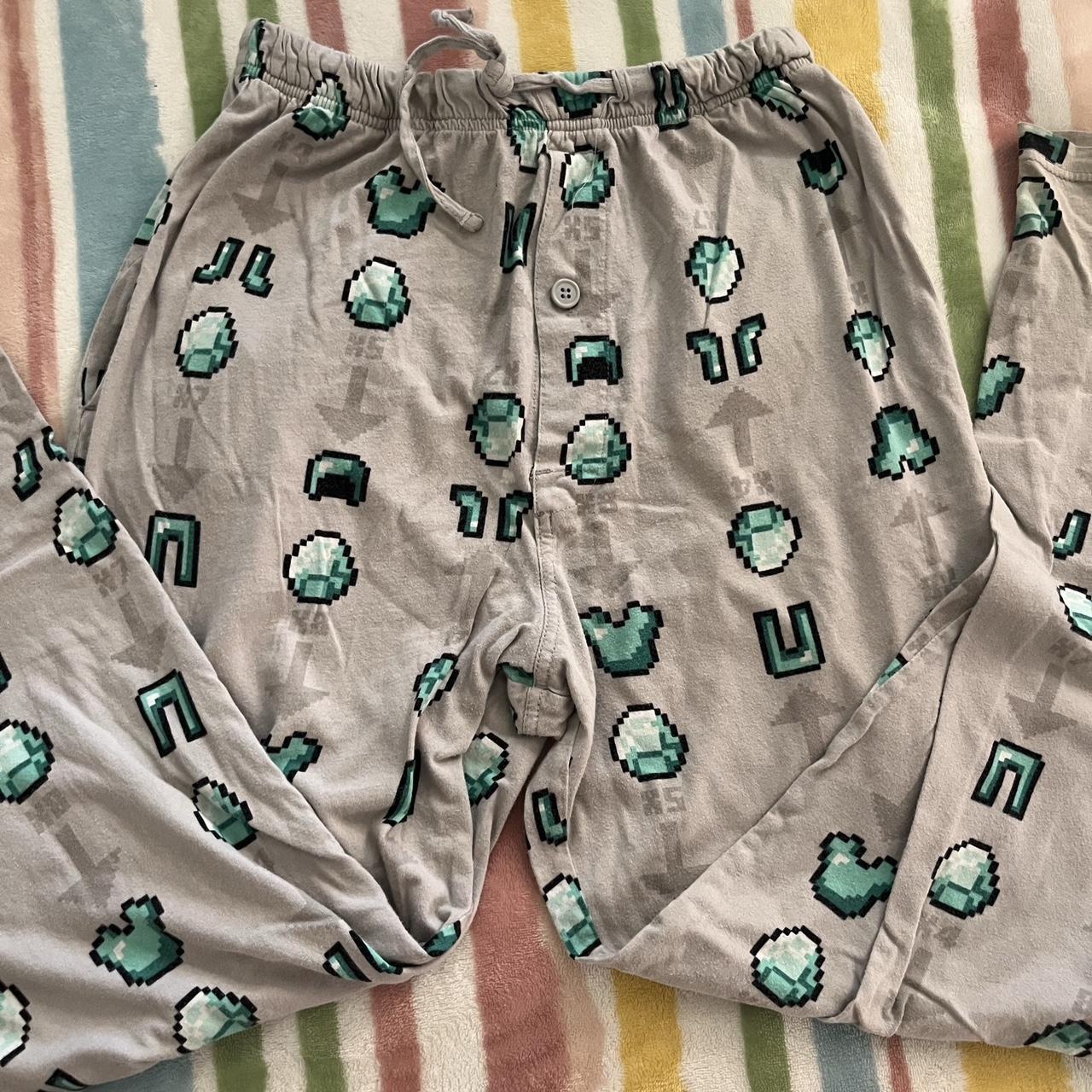 minecraft pajama pants - size small. runs long so... - Depop