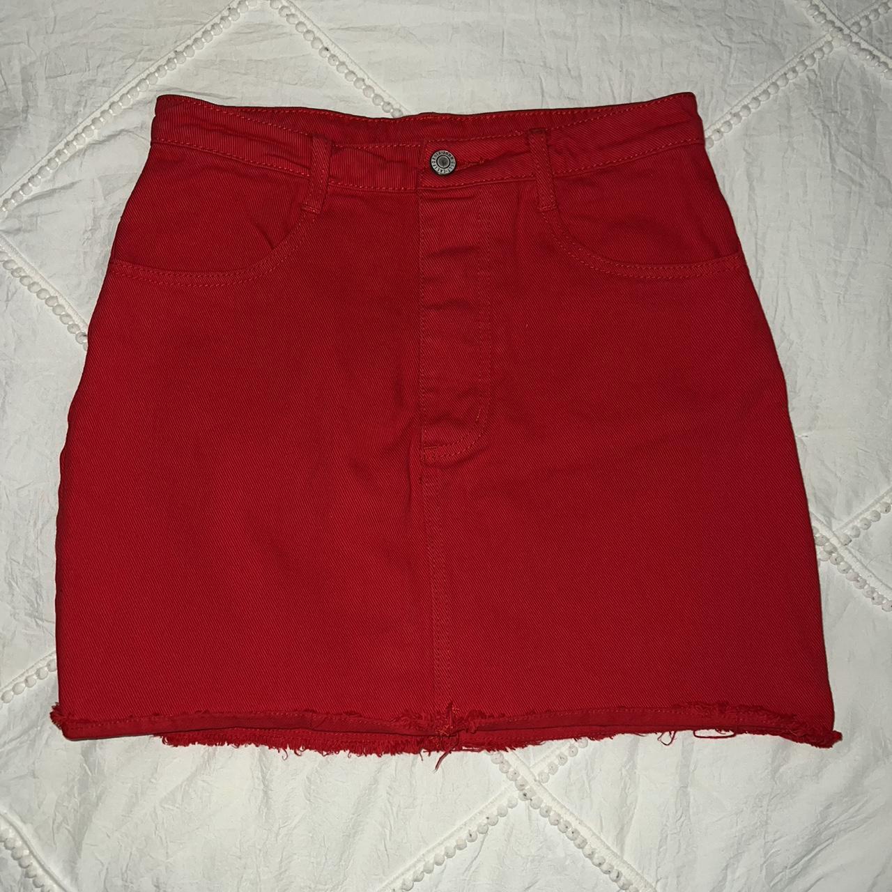 Super cute and fun red Brandy Melville mini skirt. I... - Depop