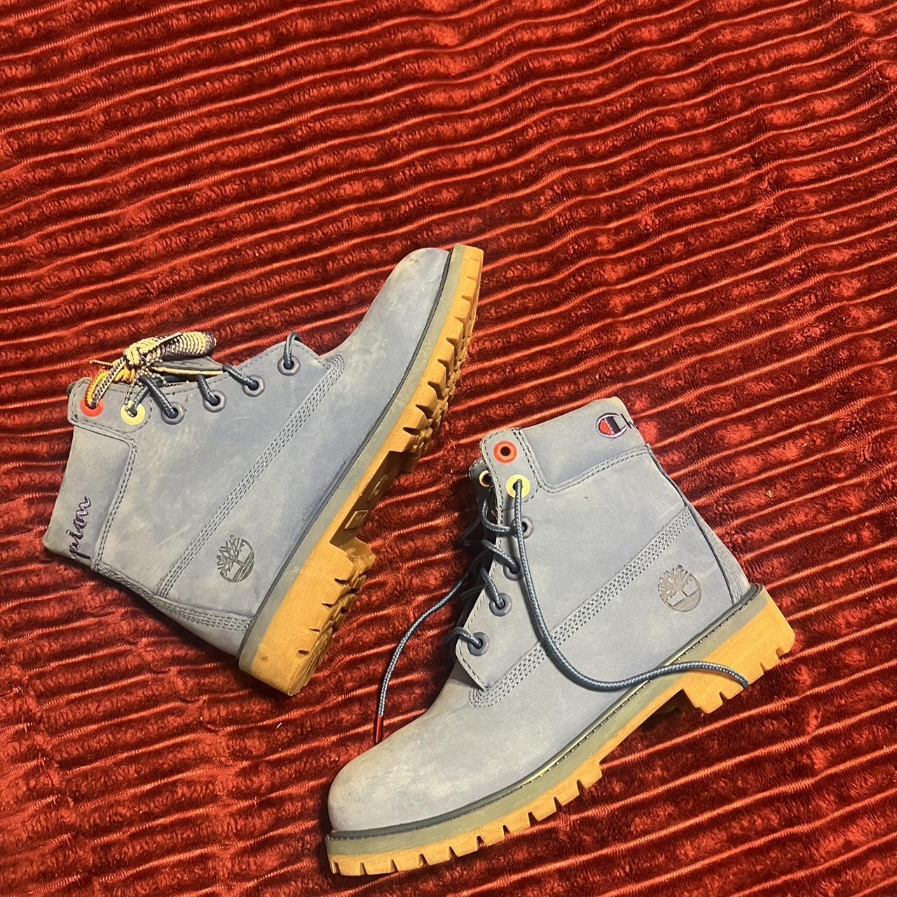 Blue Timberland Boots - Depop