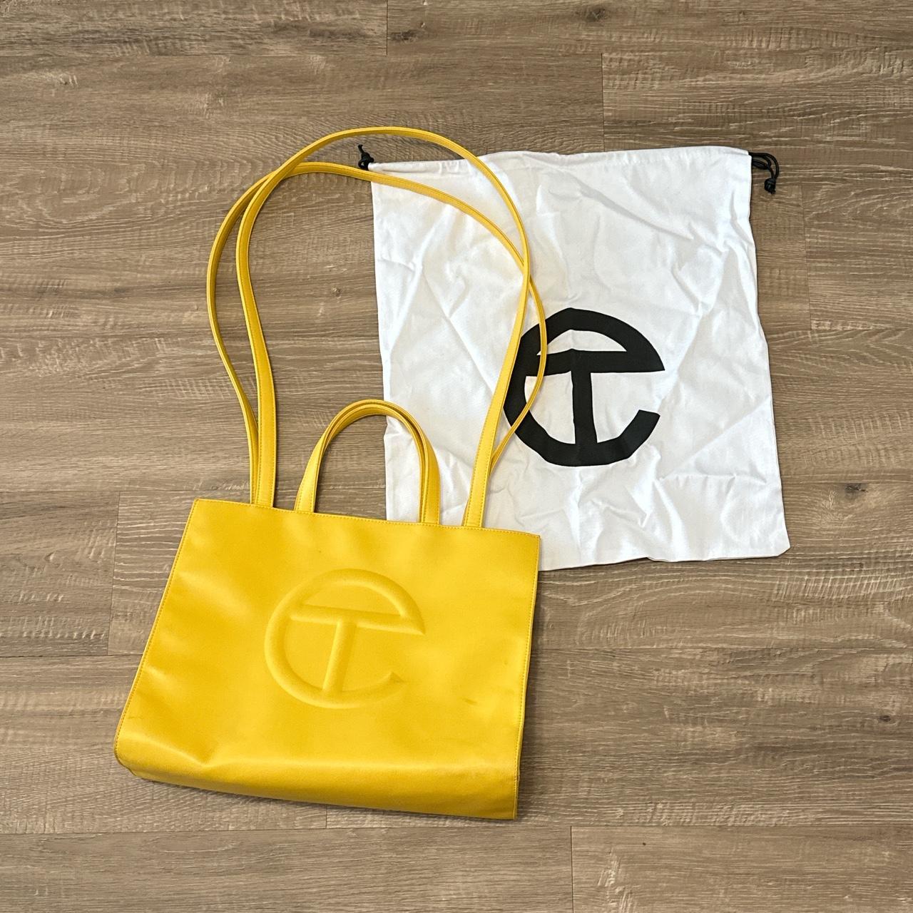 mustard telfar shopping bag yellow and medium... Depop