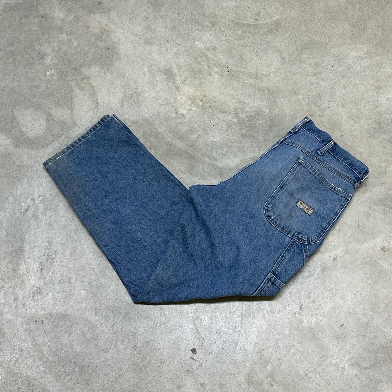baggy wrangler workwear carpenter jeans size: 36 ×... - Depop