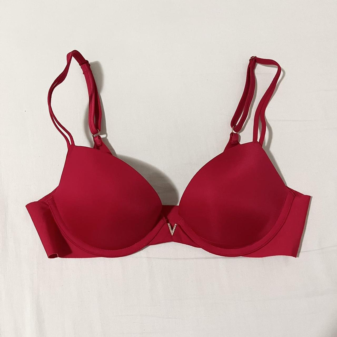 victoria's secret cherry red push up bra • size: - Depop