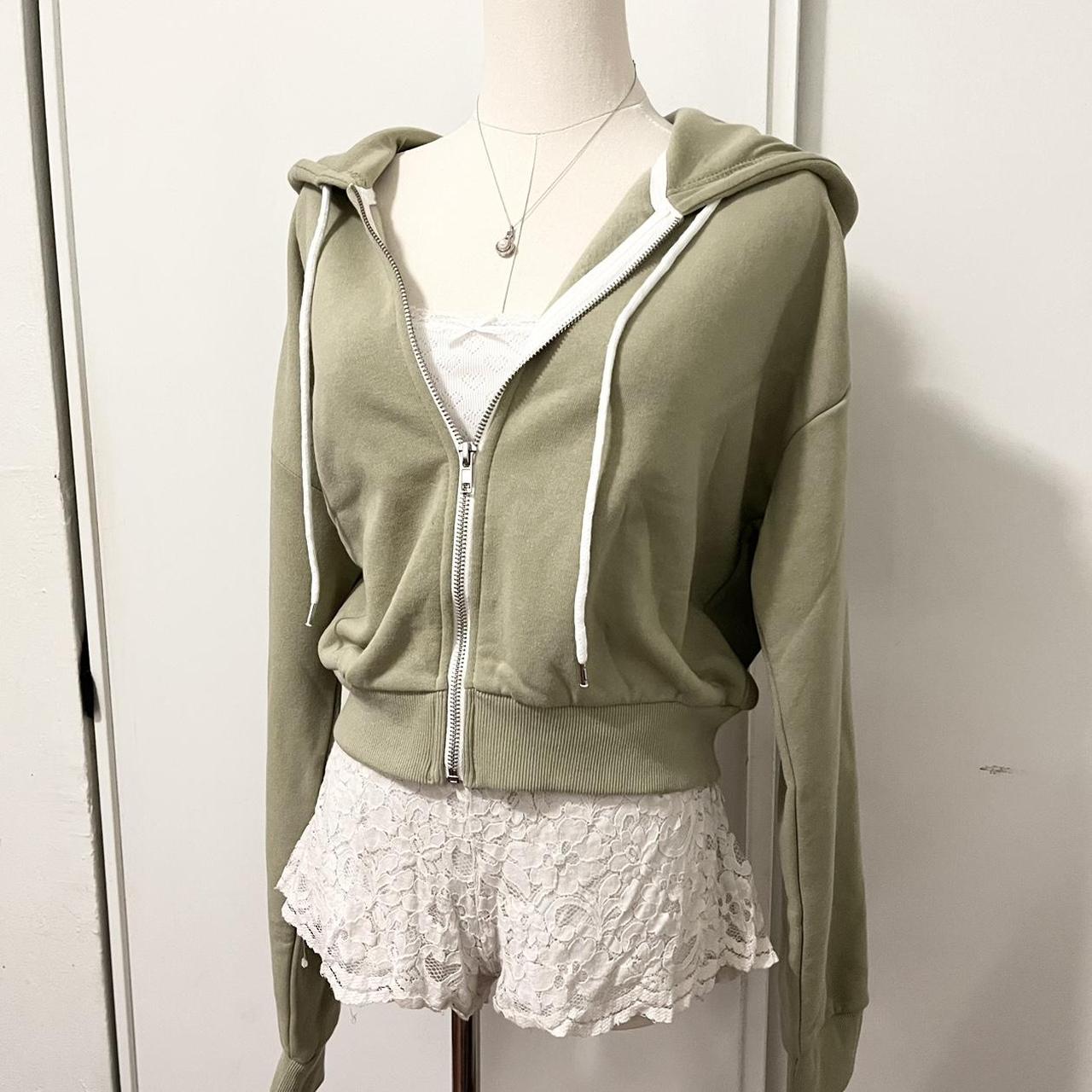 matcha green tea zip up hoodie size large NWT