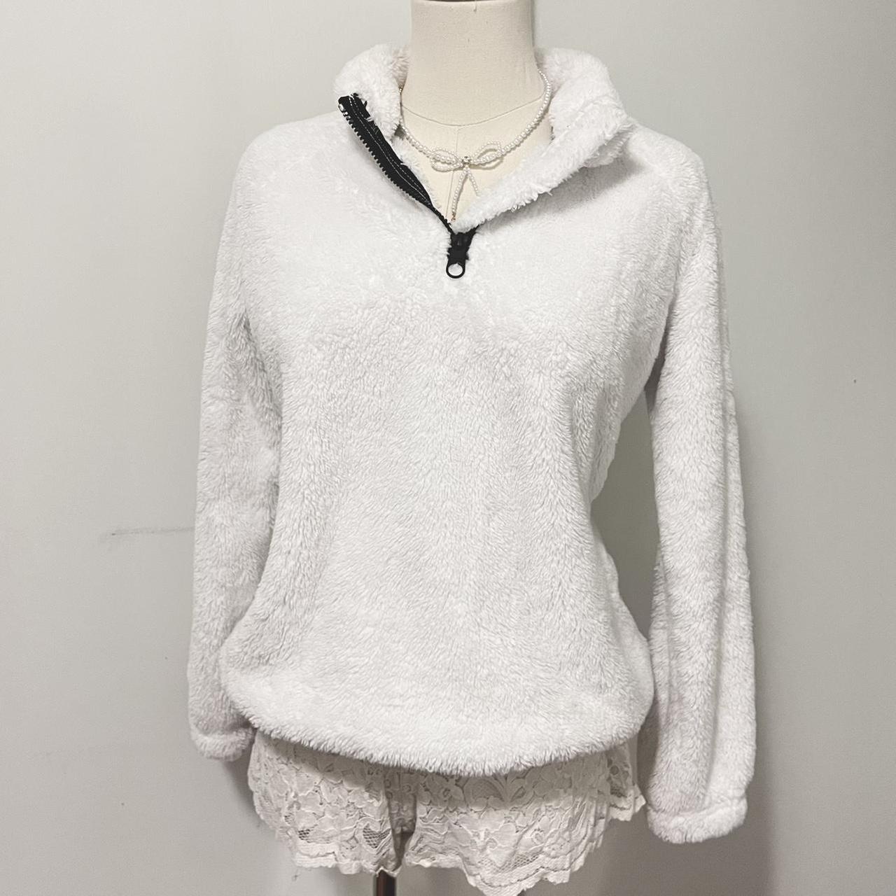 calvin klein fluffy fleece quarter zip sweater Depop