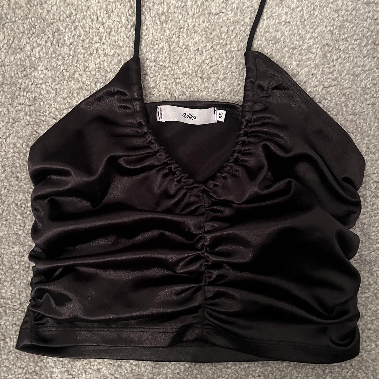 Black satin stretchy Adika going out top 🖤 - Depop