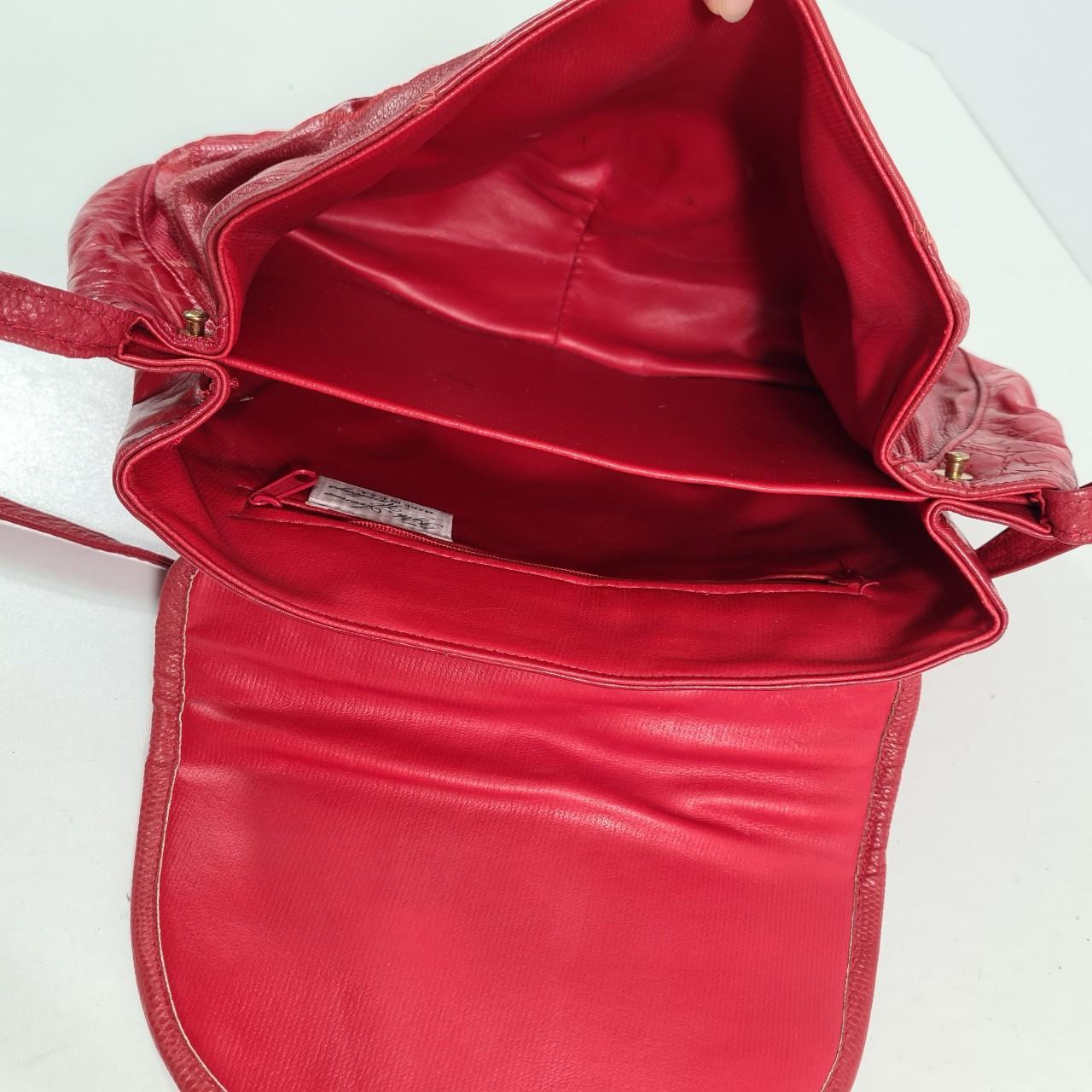 Vintage 80s Fifth Avenue Handbags Red Leather Shoulder Clutch Made USA