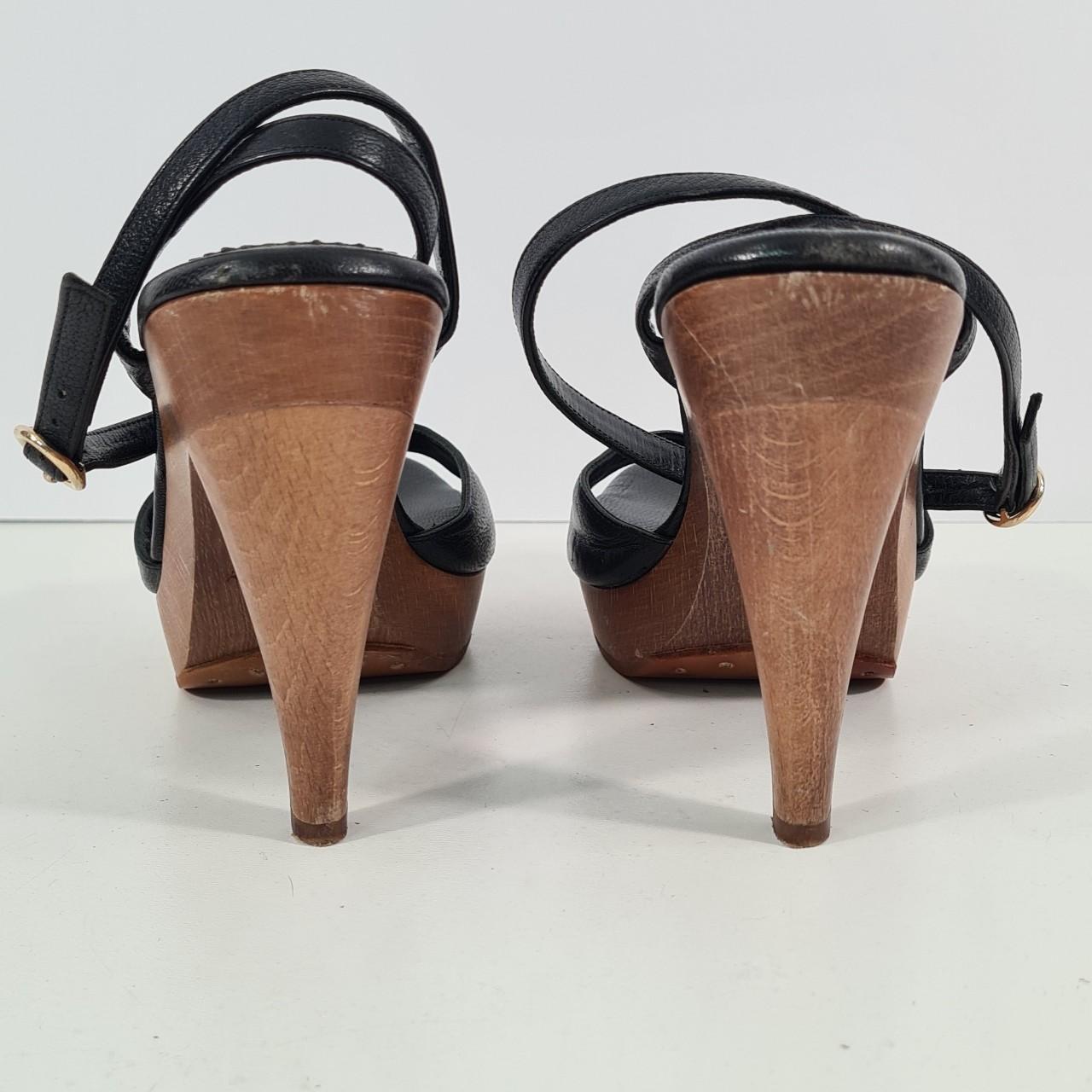 YSL Rive Gauche Black Leather Strappy Sandal Heels | Depop