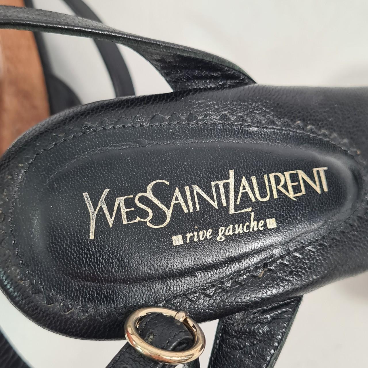YSL Rive Gauche Black Leather Strappy Sandal Heels | Depop