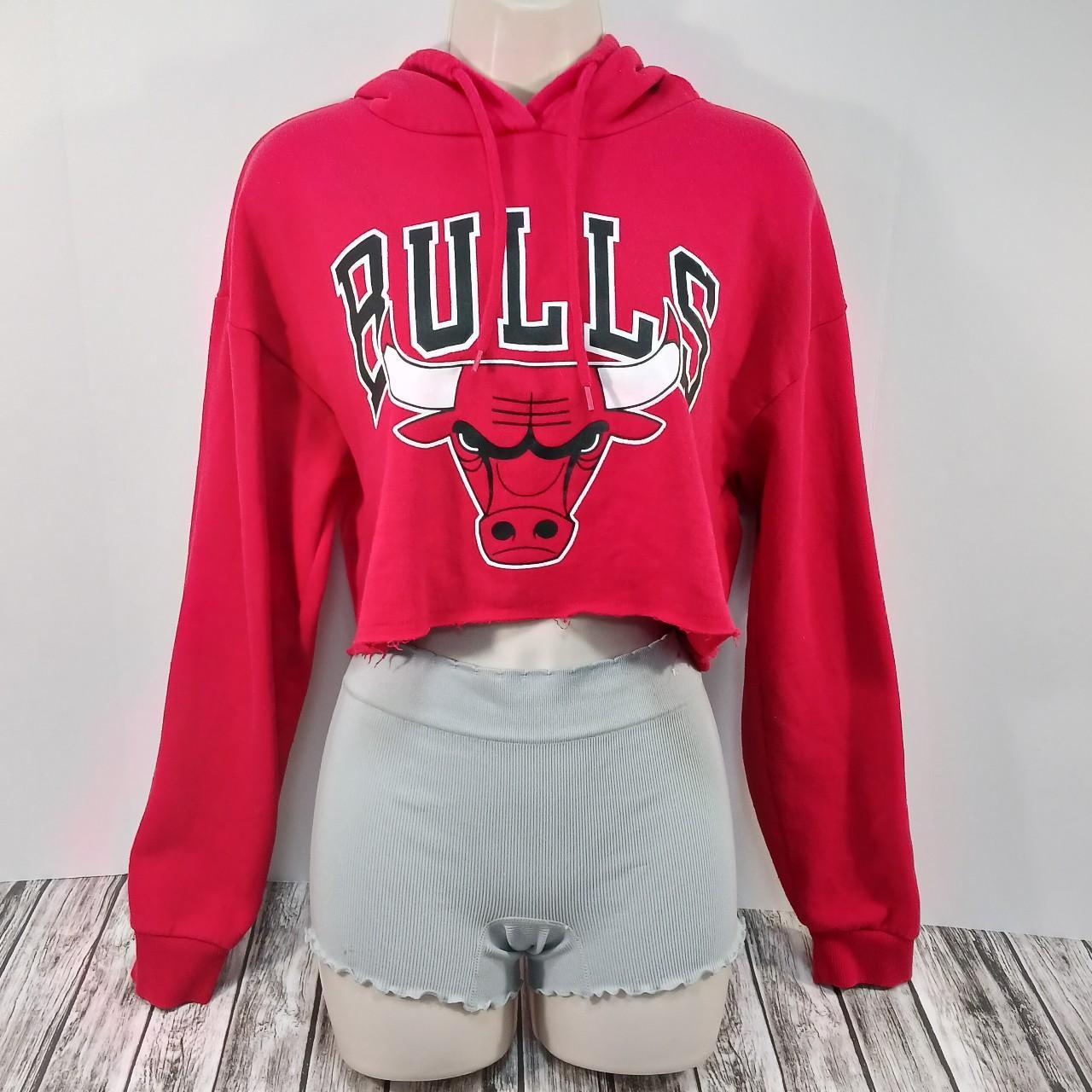 Vintage Chicago Bulls Cropped Hoodie Women s Size M. Depop