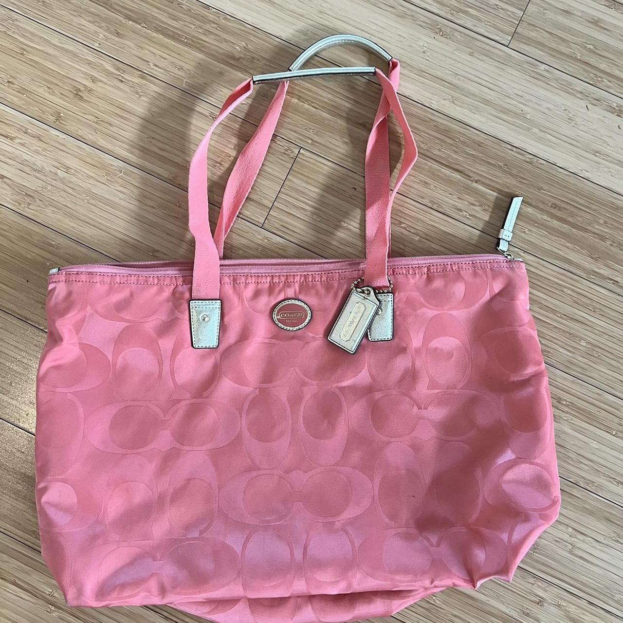 orange/tangerine coach tote gold accents no... Depop