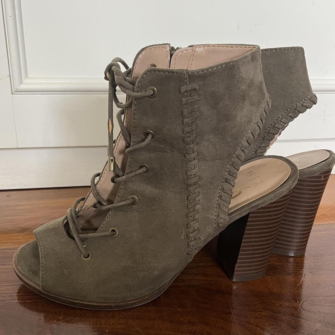 olive green lace up booties