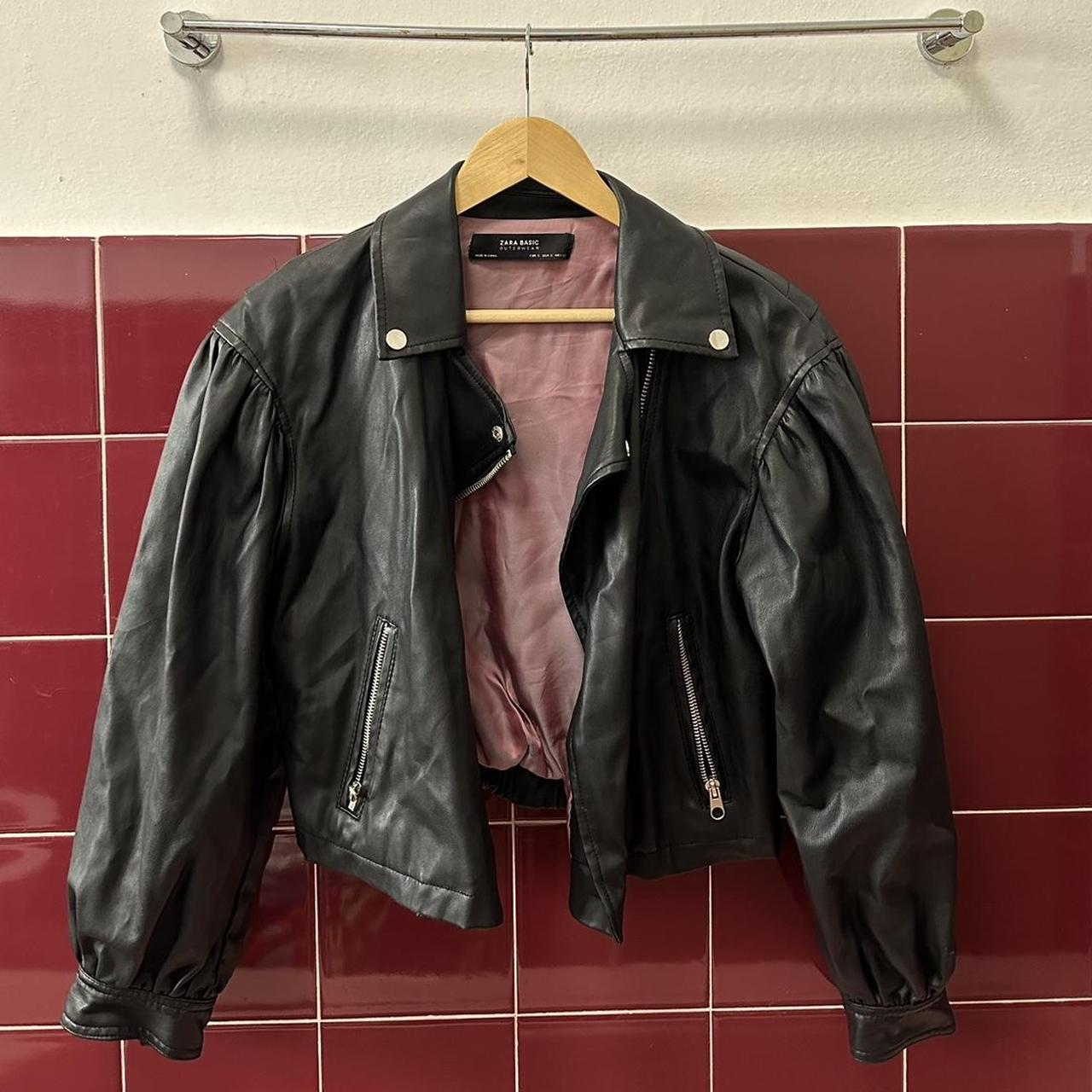 Zara faux leather bomber Size Small - Depop