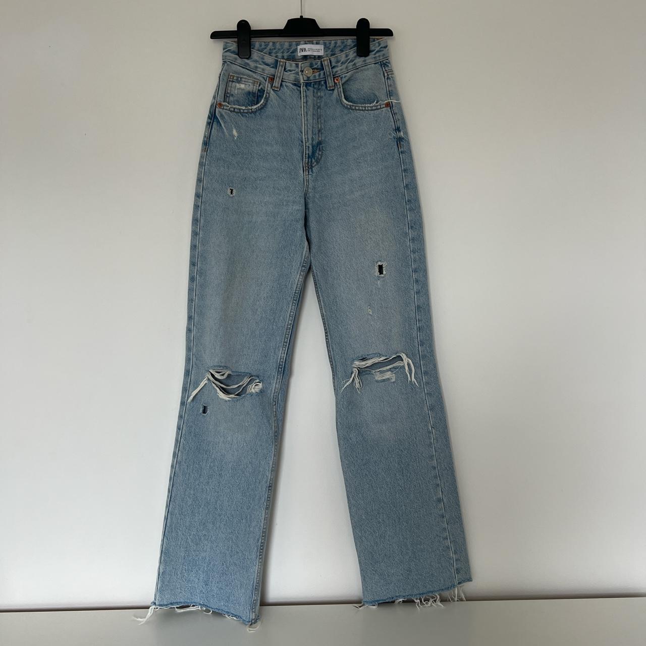 ZARA Straight Leg Full Length Ripped Jeans size... Depop