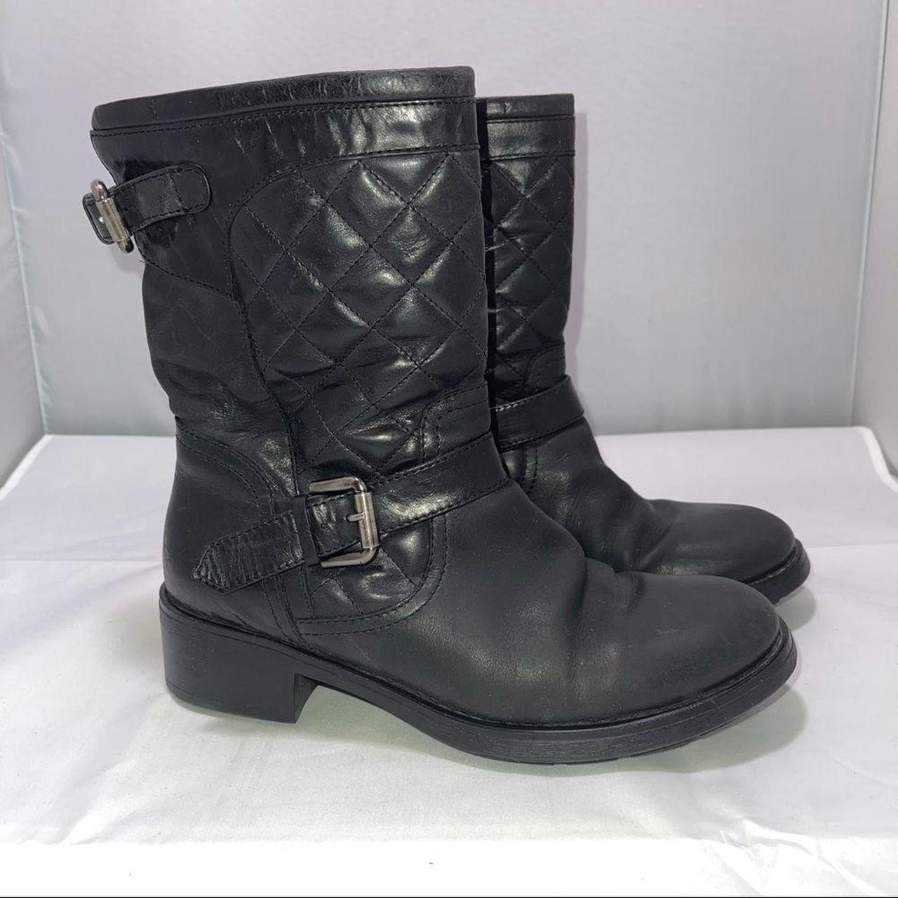 Aquatalia by Marvin K Quilted Black Leather Moto Depop