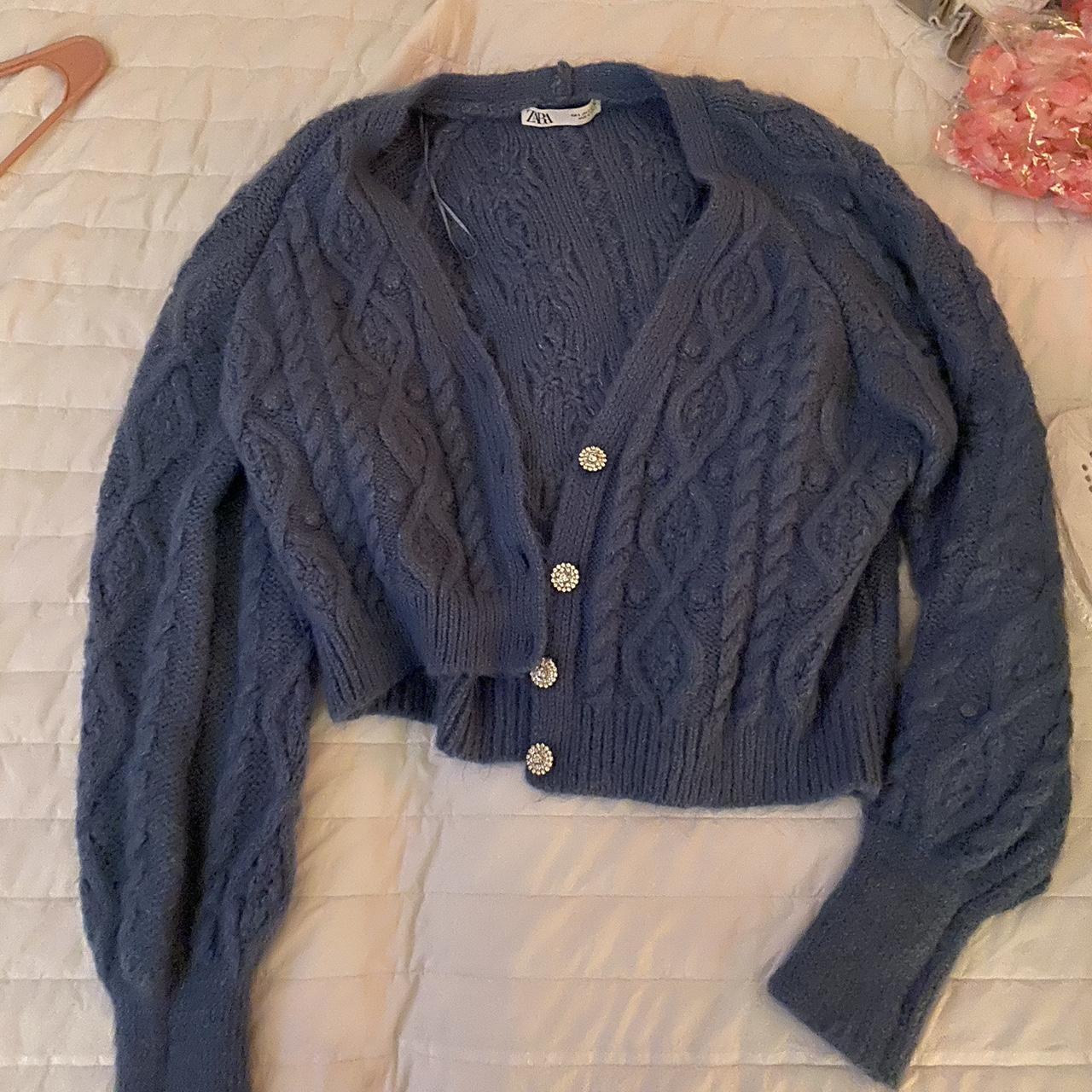 Blue zara cardigan. Bought it awhile ago but never... - Depop