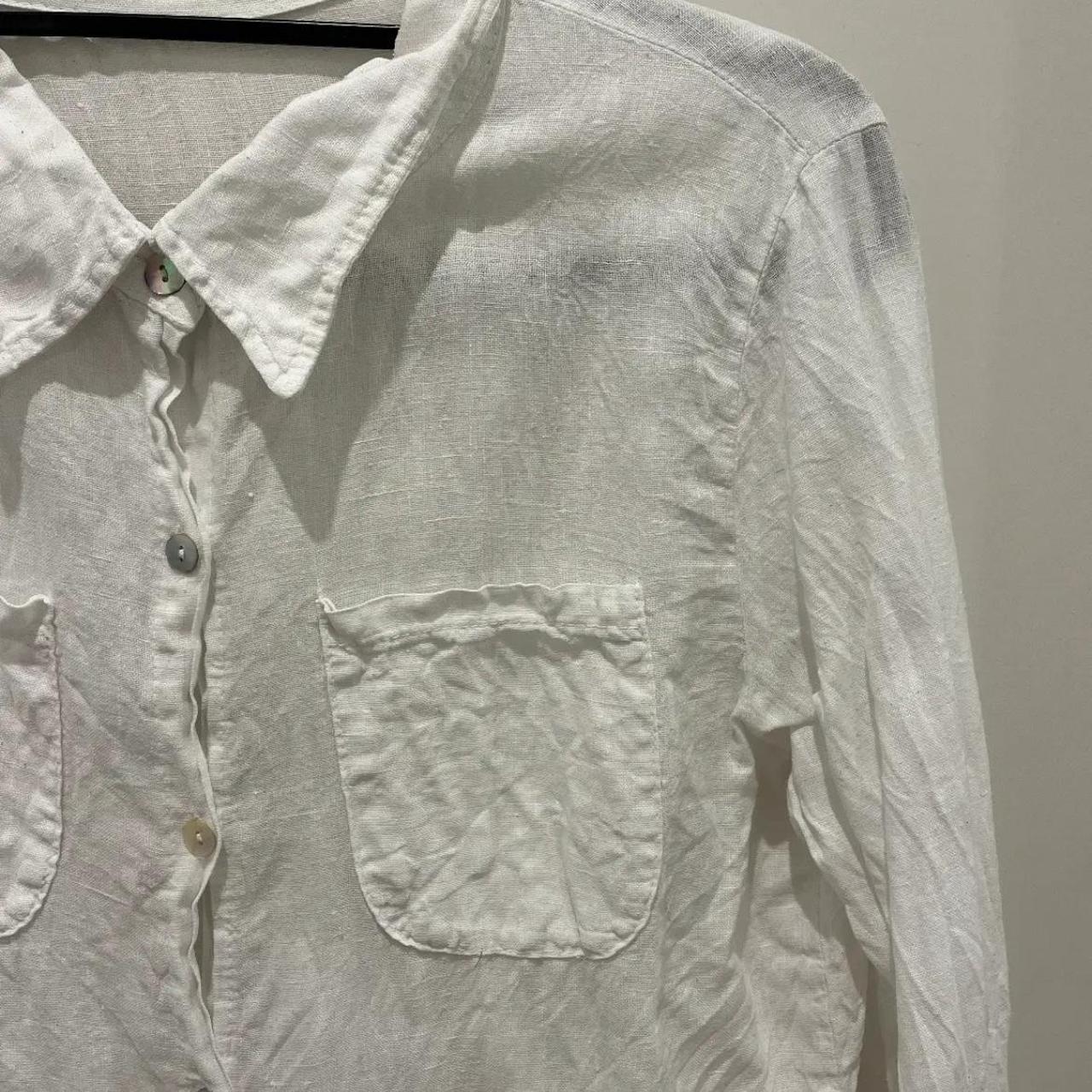 Made in Italy white linen shirt in size M - worn... - Depop