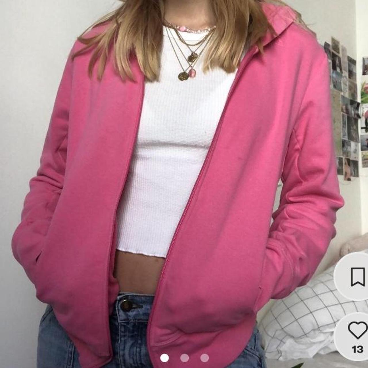 💖hot pink adidas zip up hoodie💖 thrifted, barely... - Depop